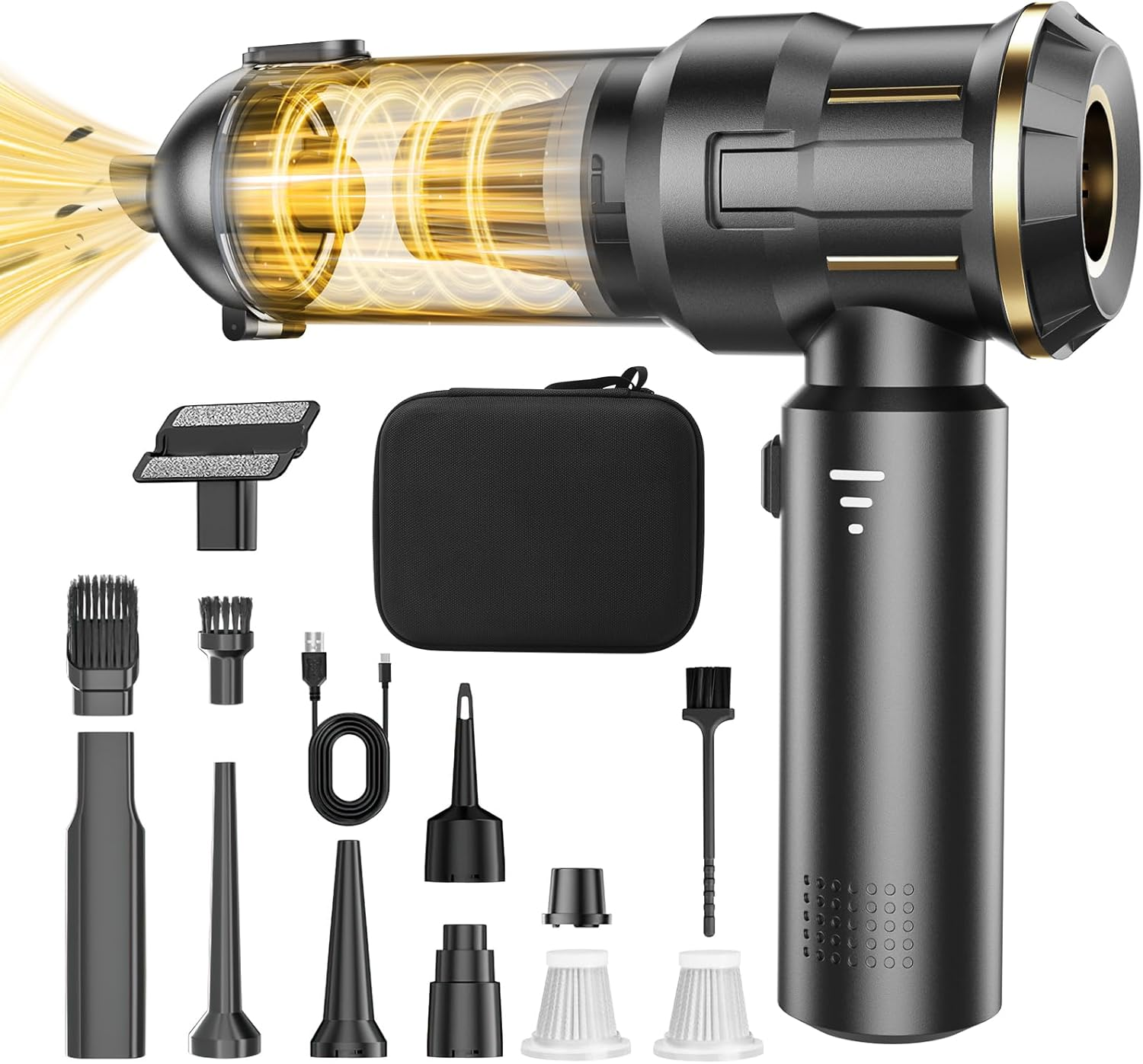 Koreal 4 in 1 Car Vacuum Cleaner, 16000PA High Power Suction Vacuum Cleaner Cordless,100W Brushless Motor Handheld Vacuum with 6000Mah Battery, LED Light, Multi Nozzles for Car, Home, Office, Pet image number 1