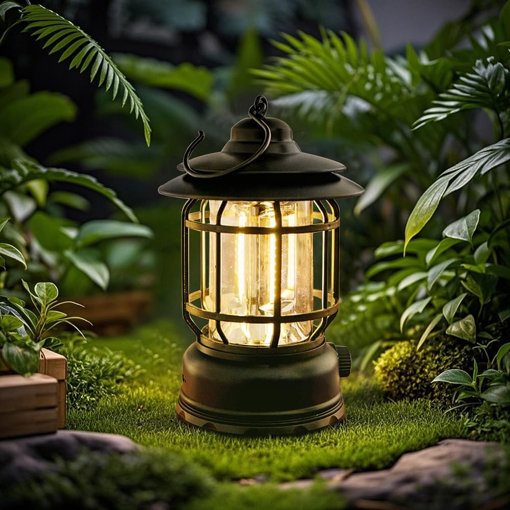 Clearhill Rechargeable Camping Lanterns, Portable LED Tent Light with Stepless Dimming, Waterproof Vintage Design, 360&deg; Illumination, USB-C Fast Charging, Indoor & Outdoor D&eacute;cor image number 5
