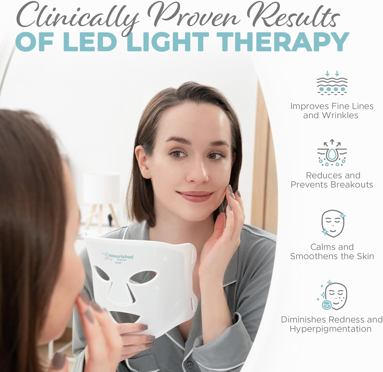 7 Colors LED Face Mask with Near-Infrared - Blue, Red Light Therapy for Face - 114 Leds - Skincare Tool for Wrinkles, Anti-Aging image number 5