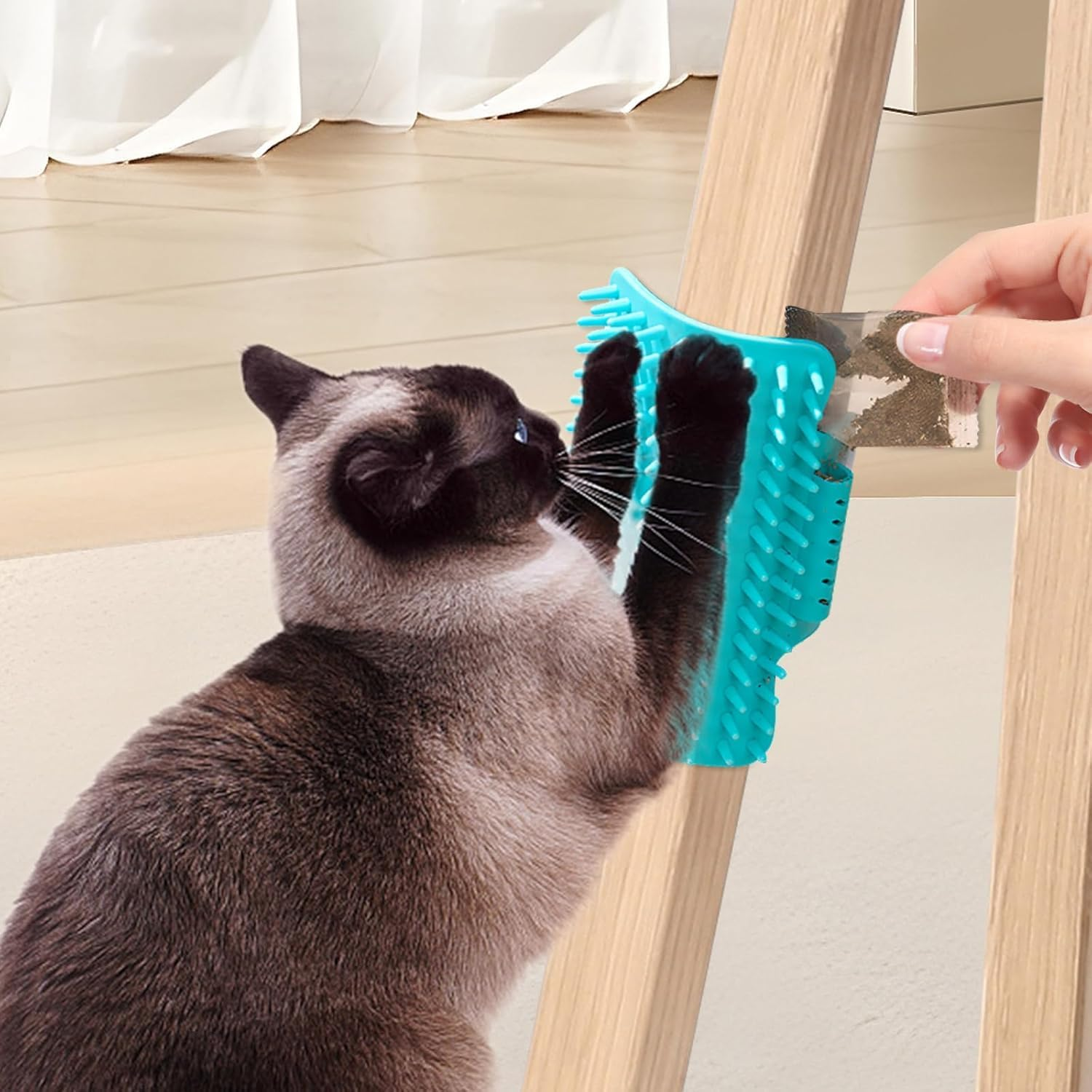 Cat Corner Grooming Brush, Cat Scratching Brush Tickling Comb, 2Pcs Silicone Pet Wall Corner Tickling Artifact Massage Brushes Scratcher Corners Tickling Brushes image number 2