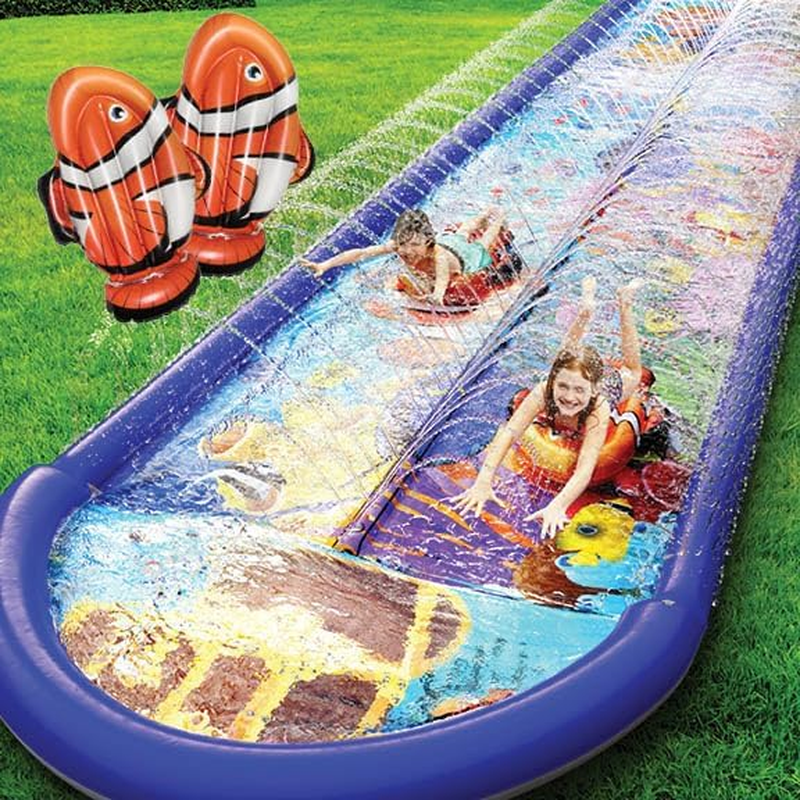 Stargo Undersea Water Dual Slip and Slide - 18 Feet X 5 N with Splash Pad Sprinkler, Inflatable Body Boards Kids Fun Multi