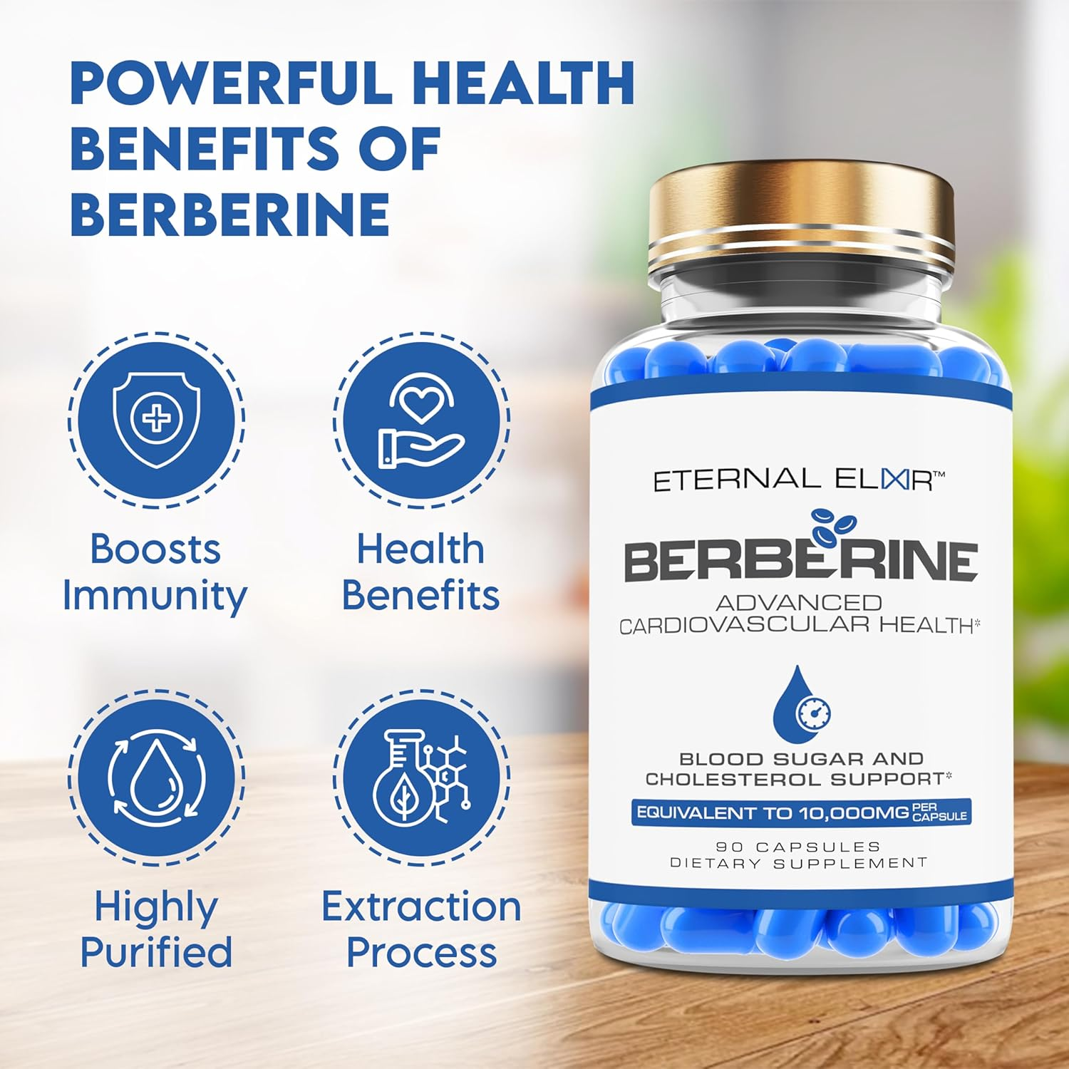 Eternal Elixir Advanced Berberine Capsules - 10,000Mg Equivalent - 90 Capsules - Dietary Supplements for Blood Sugar & Cholesterol Support - Gluten-Free and Sugar-Free Berberine Supplement" image number 5