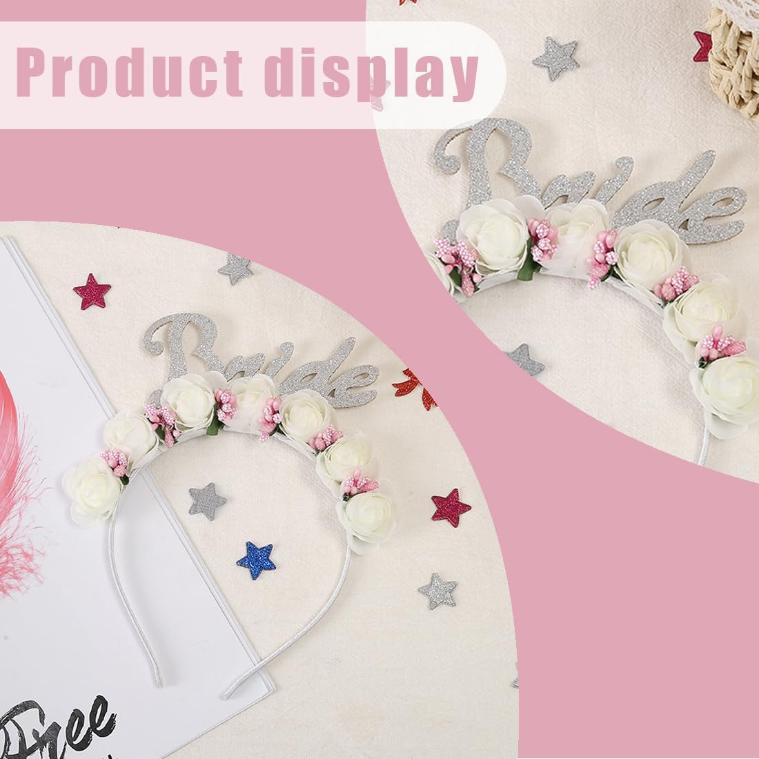 AYVRUOP Bride Headband, Bachelor Party Women'S Headband, Bride to Be Hair Accessories, Bride Headpiece, Fashionable and Beautiful, Perfect for Bridal and Wedding Wear, Silver, Large image number 2