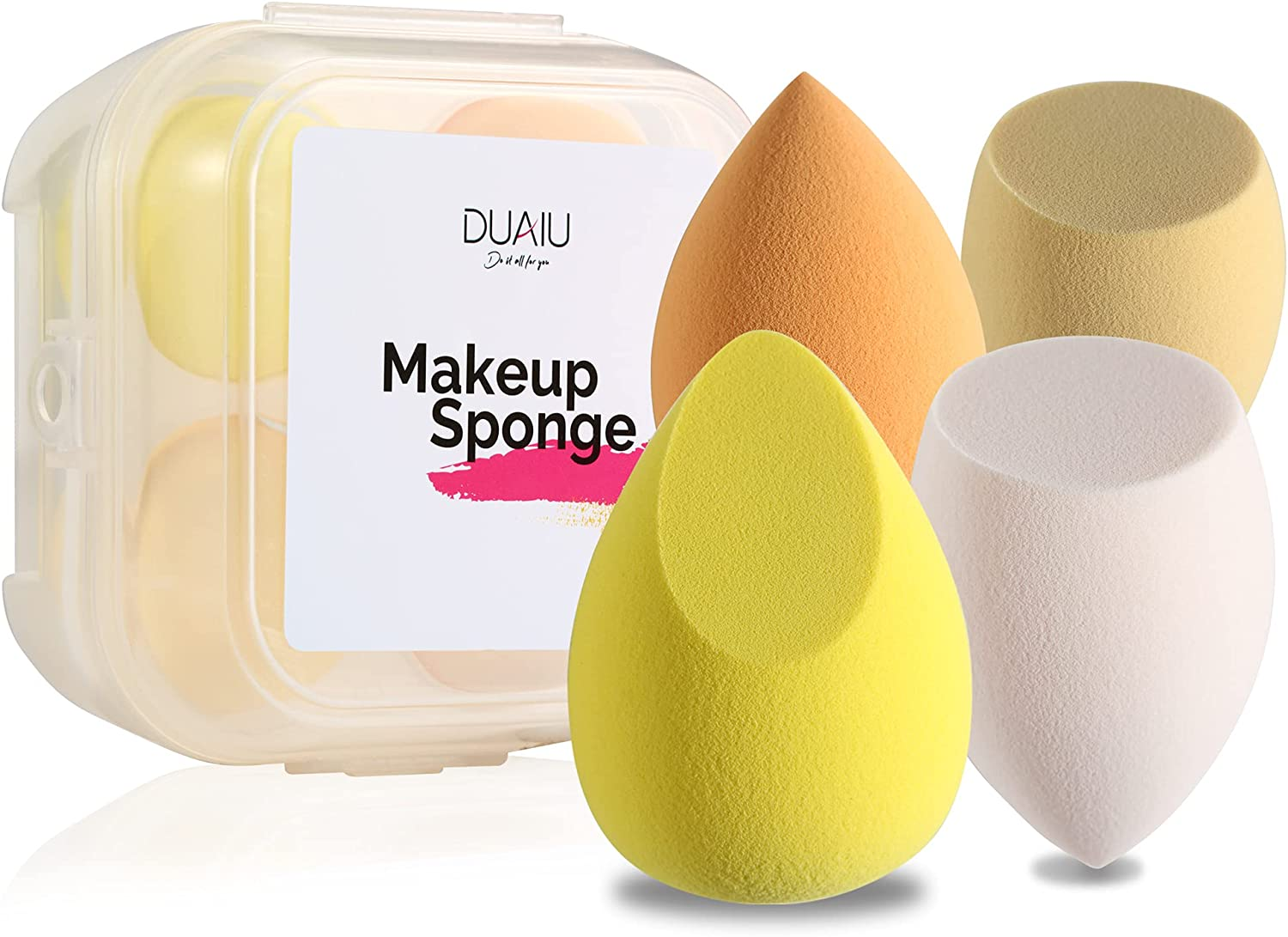 Makeup Sponge Set DUAIU 4Pcs Blender Beauty Foundation Blending Sponge, Flawless for Liquid, Cream, and Powder, Professional Streak Free Application Blend, Makeup Sponges with Storage Box(Aquamarine)