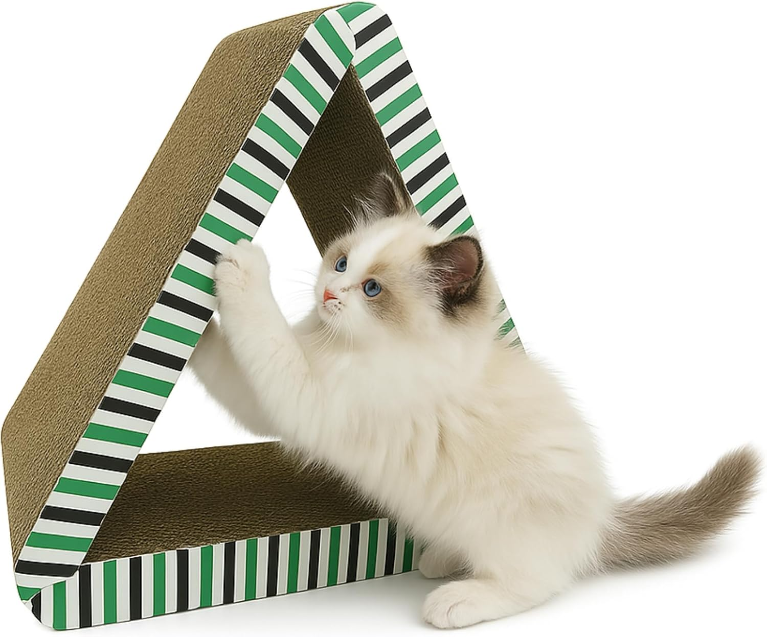 Cattitude Cat Scratch Board Triangle Beige, 16Cm Height - Cat Scratcher, Cardboard Scratching, Cat Scratching Pad image number 1