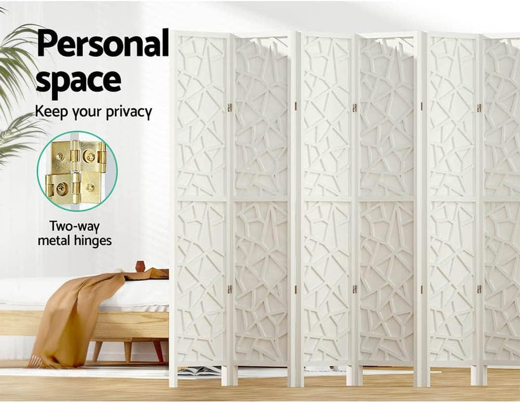 Artiss Room Divider, 4 Panel Folding Wooden Privacy Portable Screen Shelf Dividers Partition Wall Screens Home Pet Child Indoor Balcony Bedroom Furniture, Separator Water-Resistant Natural image number 3