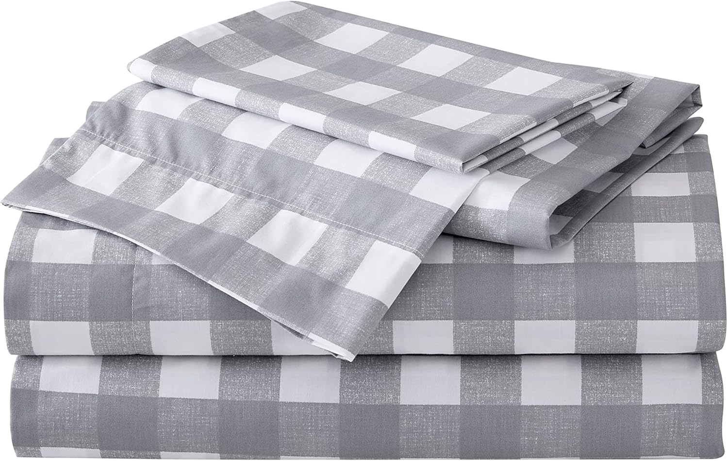 Eddie Bauer Sheets Cotton Percale Bedding Set, Crisp & Cool, Stylish Home Decor, King, Lakehouse Plaid Grey/White