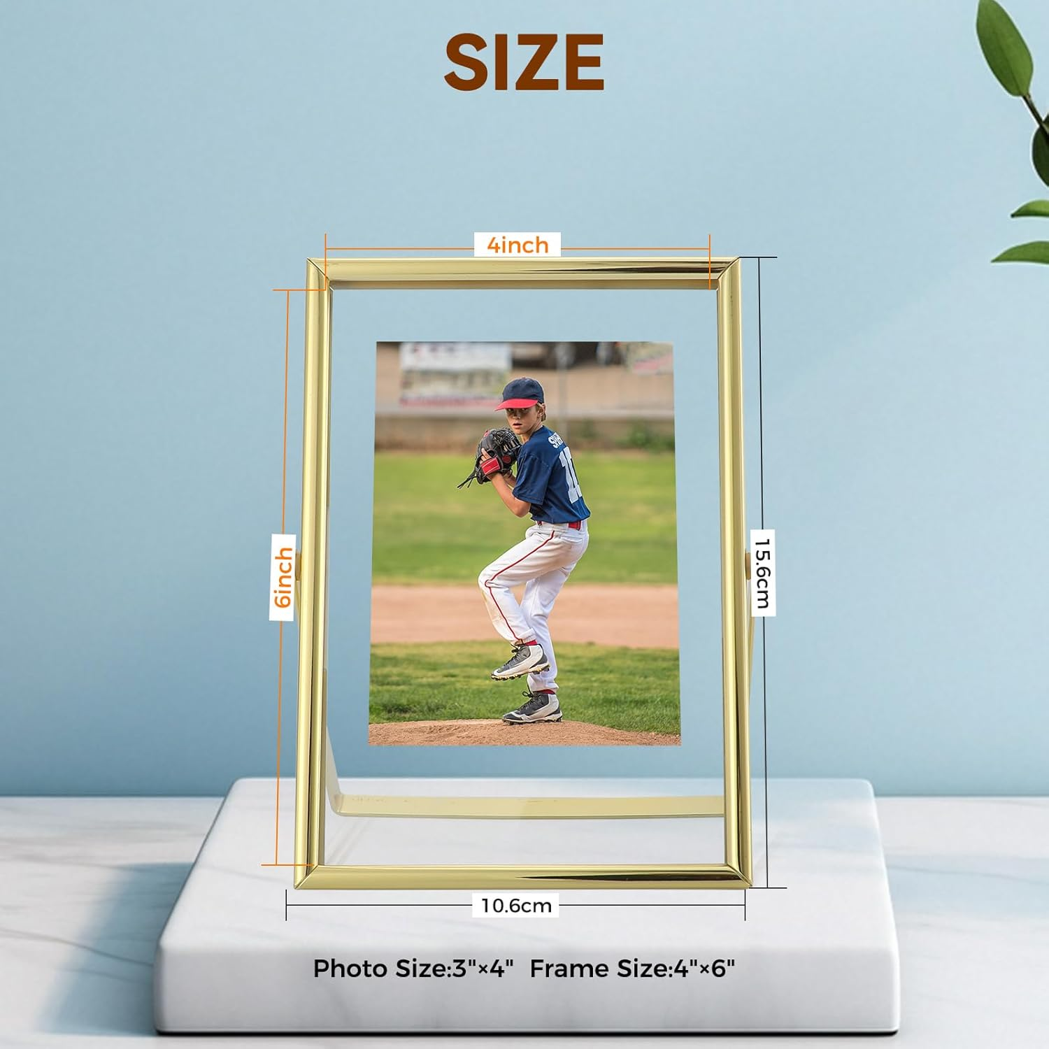 Ahago Gold Floating Frame (4"X6", Vertical, 2 Set), for Picture 3X5, 2X3, 1X2, Tabletop Shelf Photo Frames, Modern Minimalist Style, Classy for Festival, Home or Wedding&hellip; image number 6