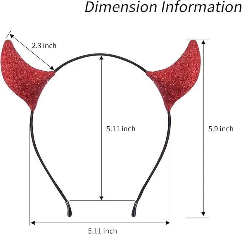 Glitter Devil Horns Headband with Sparkly Devil Ears for Halloween and Cosplay Red and Black Color Options - Fengea image number 3