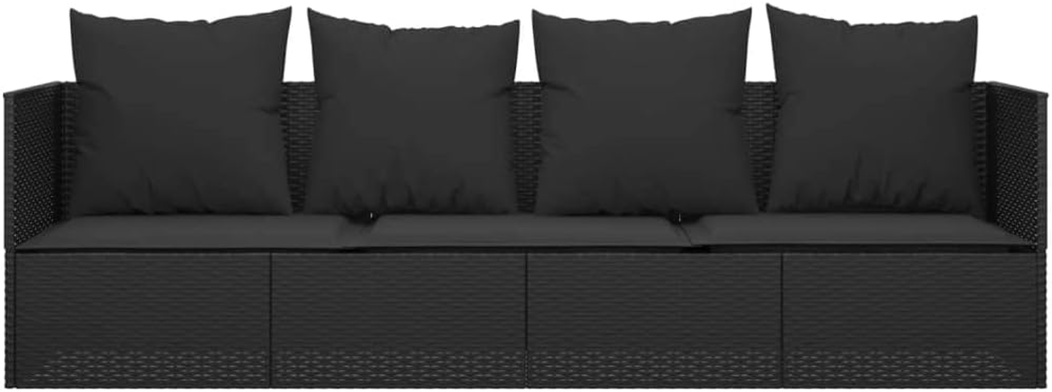 Vidaxl - Lounge Bed Outdoor with Cushions, Weather-Resistant Poly Rattan in Black, Adjustable Sides, Stylish & Comfortable image number 6