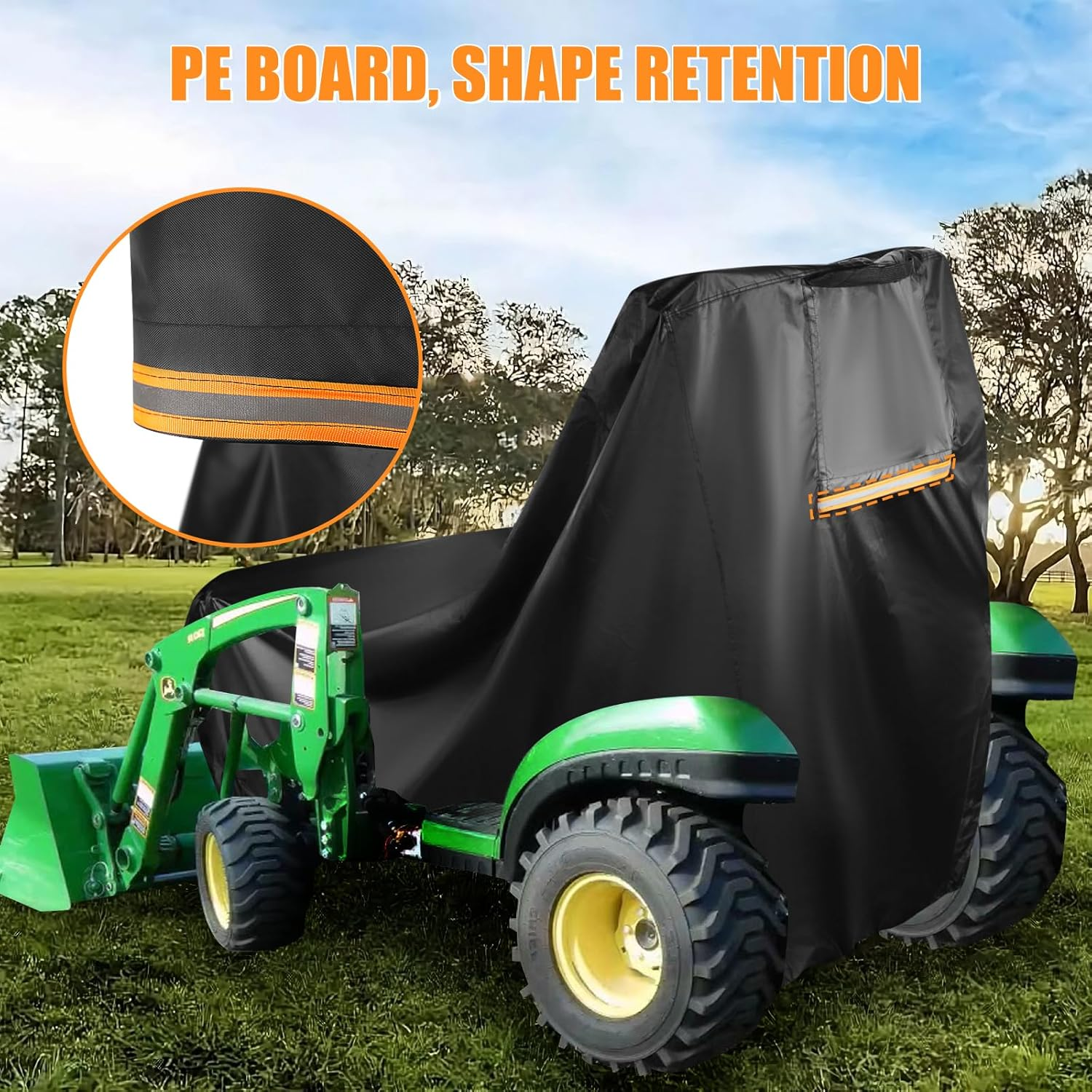 Tractor Cover, Heavy Duty 600D PU Waterproof & UV Resistant Lawn Tractor Cover - 107"L X 31"W X 35"H Half Coverage, Universal Fit for John Deere, Toro, Craftsman, Kubota - Elastic Hem, Buckle Straps image number 3