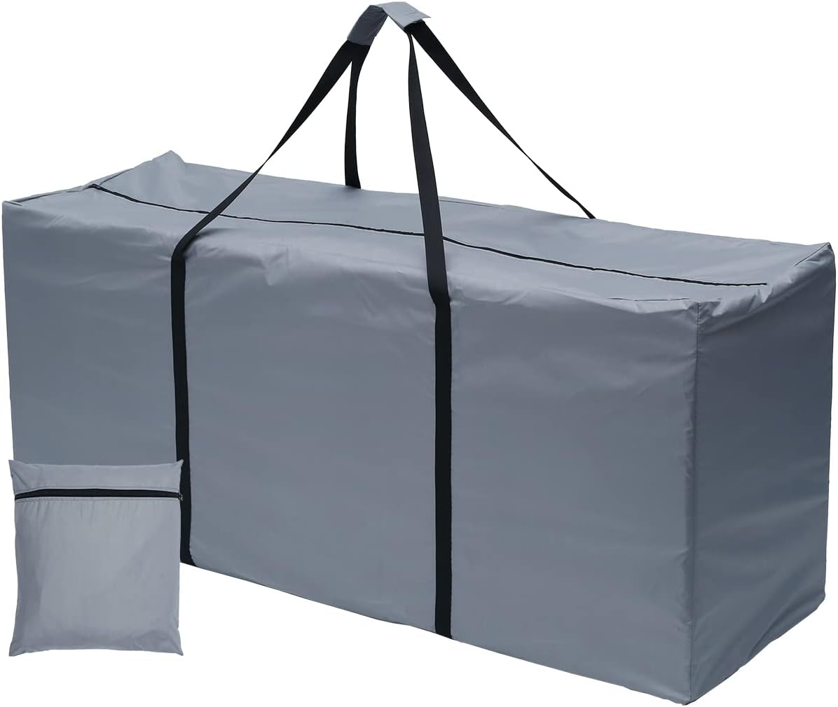 DNAMYJME Patio Cushions Cover Storage Bag with Strong Zippers Waterproof Outdoor Heavy Duty 210D Oxford Cloth Patio Protective with Handle and Zipper Dustproof UV Protection﻿ (Grey, L: 68X20X30 Inch)
