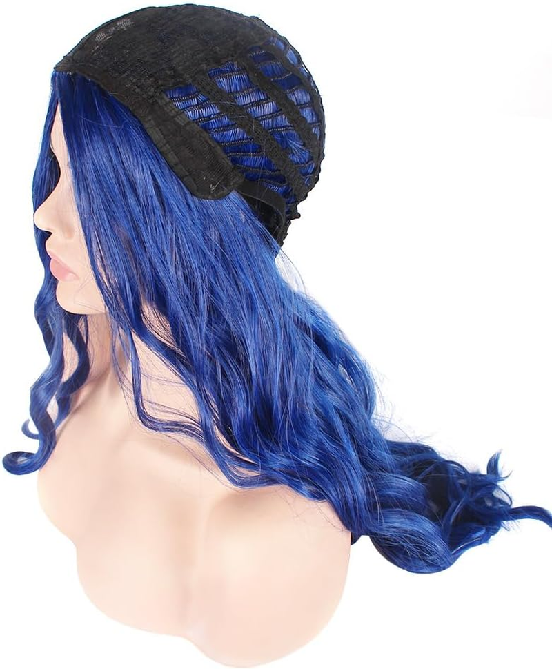 Blue Wig Long Royal Blue Bride Wig for Women Synthetic Wigs Long Curly Wave Cosplay Wig for Halloween Corpse Costume image number 6