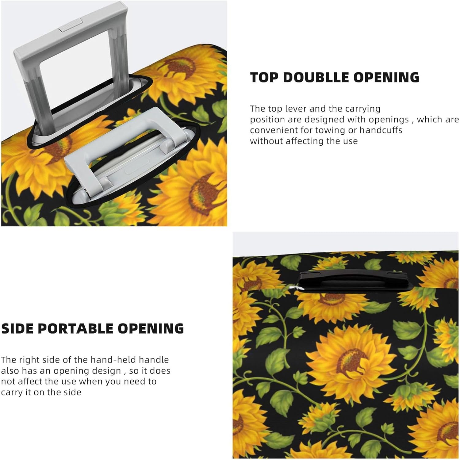 Odddot Sunflower Pattern Print Travel Luggage Cover,Suitcase Protector Cover, Washable Baggage Covers,For 18-32 Inch Luggage, Sunflower Pattern, Small image number 6