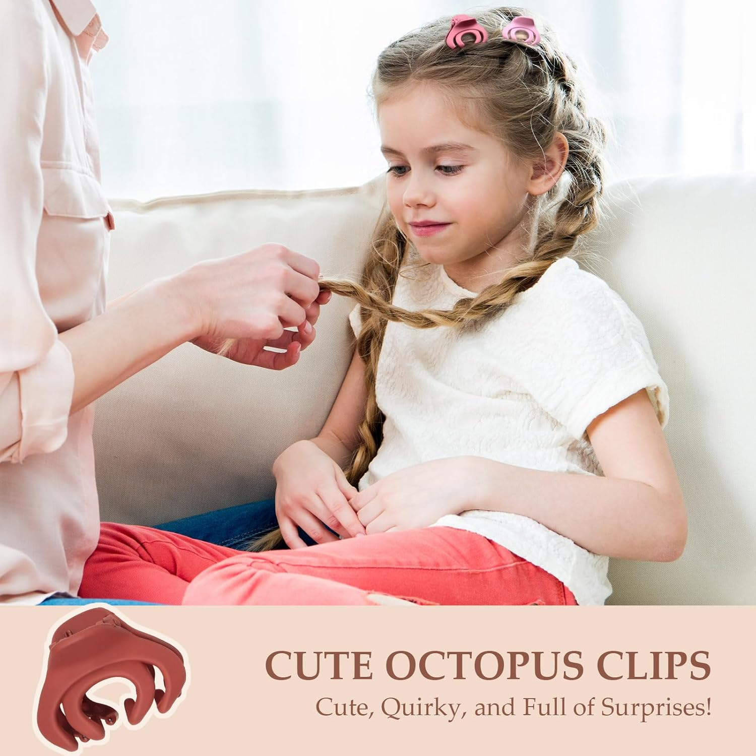 Kavya 12 Pcs Hair Claw Clips Octopus Small Hair Clips Women Non-Slip Plastic Claw Clip Colorful Matte Hair Claw for Women and Girls Thin Hair Accessories image number 2