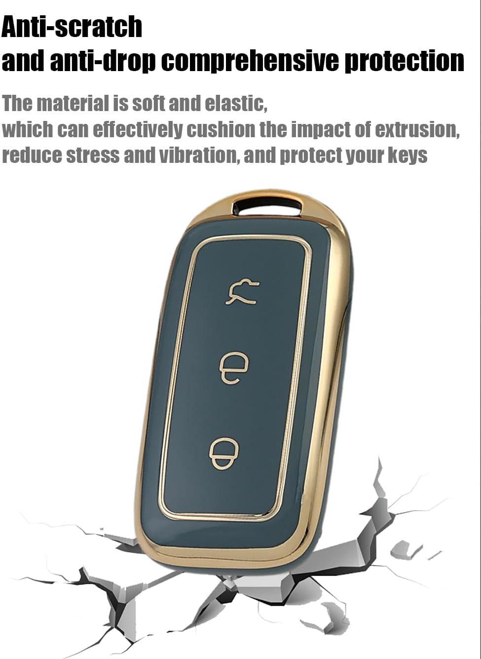 Ontto TPU Car Key Fob Cover Fit for Geely EX5 Galaxy L6 L7 E8 E5 Proton E.Mas 7 2026 2025 2024 Key Holder Smart Case Shell Keyring Keychain Auto Styling Protection Accessories Gold Grey 1