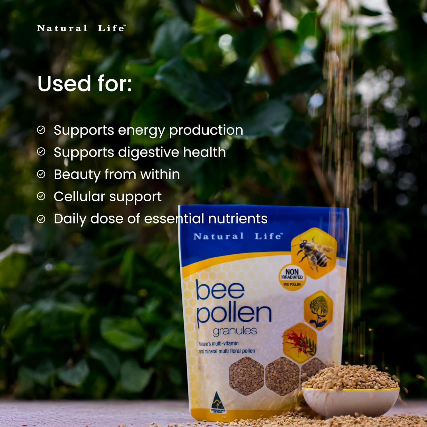 Natural Life Bee Pollen Granules | 250G image number 2
