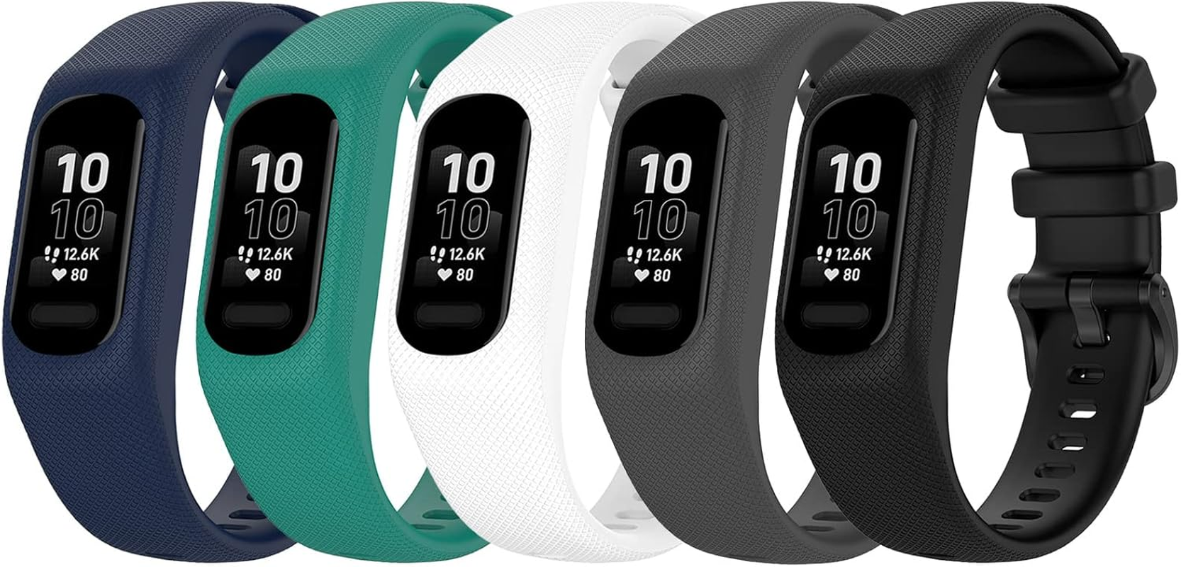 5 Pack Bands Compatible for Garmin Vivosmart 5 Watch Band, Replacement Sport Colourful Strap for Garminsmart 5 Vivosmart5 Wristband Women Men