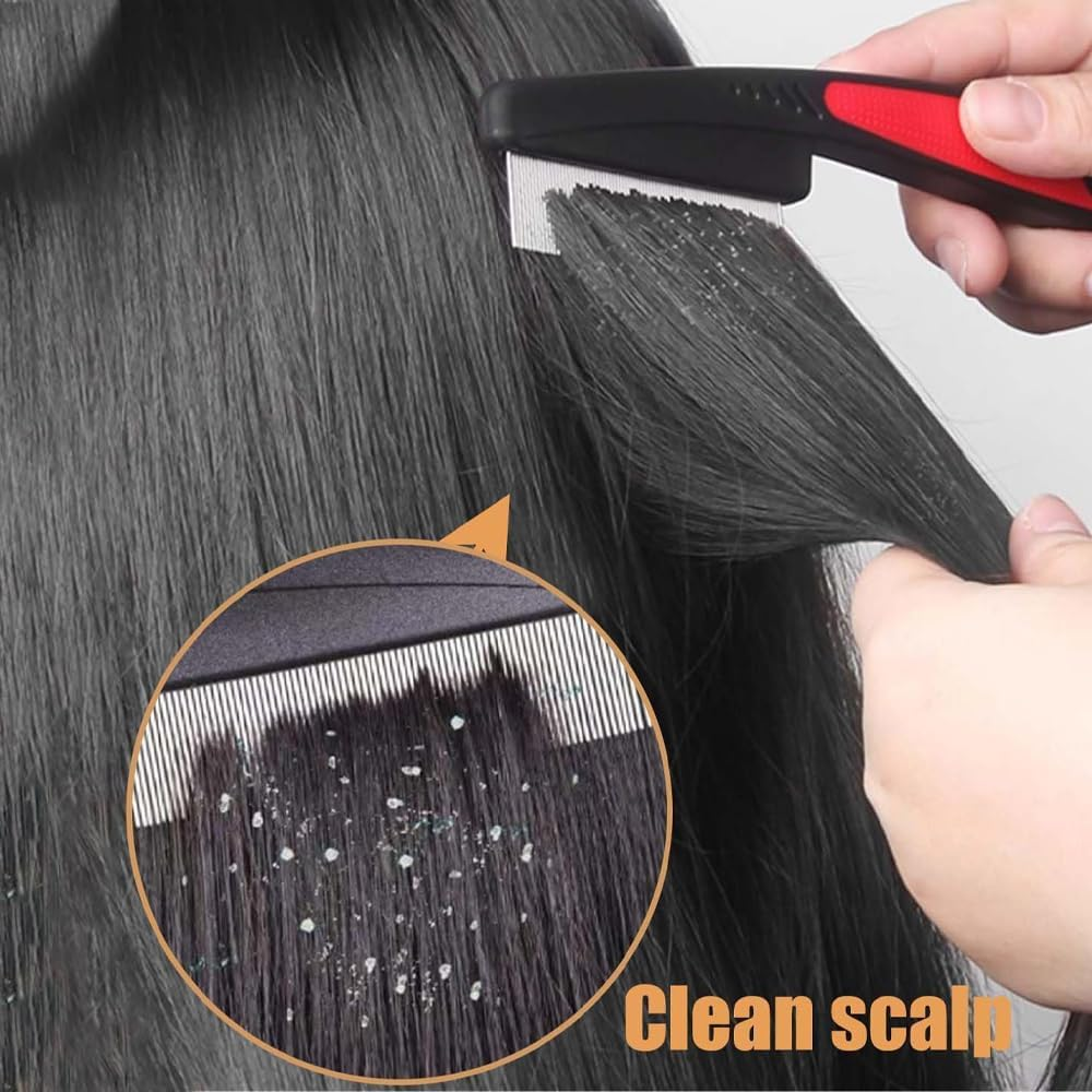 2Pcs Dandruff Comb,Stainless Steel Fine Tooth Comb, Energy Massage Comb, for Women and Men Scalp Massage、Refreshing and Dandruff、Dirt Removal, Dandruff Removal Comb image number 6