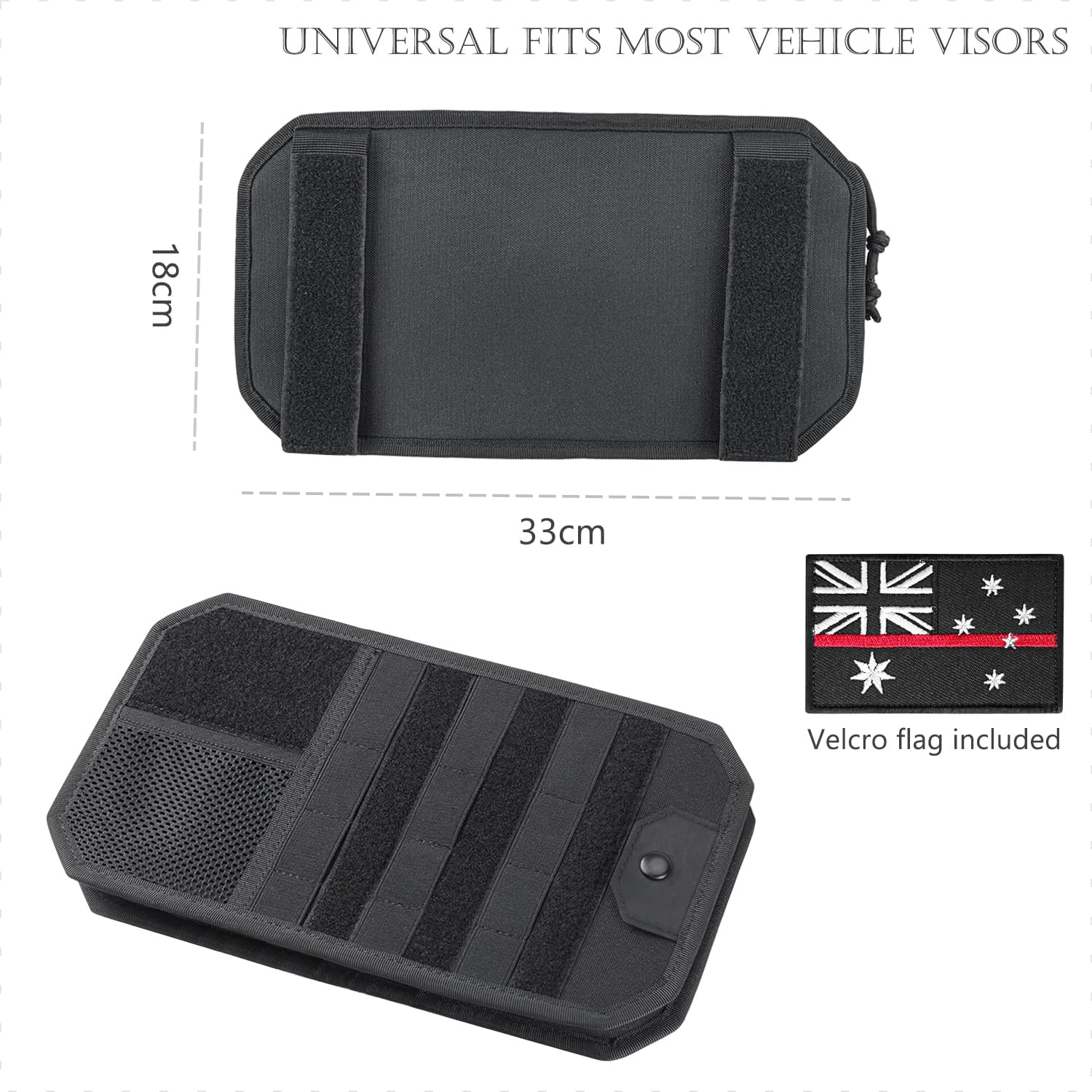 Molle Car Visor Organiser, Ultra-Slim Dashboard Storage Pouch with Elastic Loops & Mesh Pocket for Cards, Pen, Flashlight - Universal Fit for Cars, SUV, Trucks and More image number 6