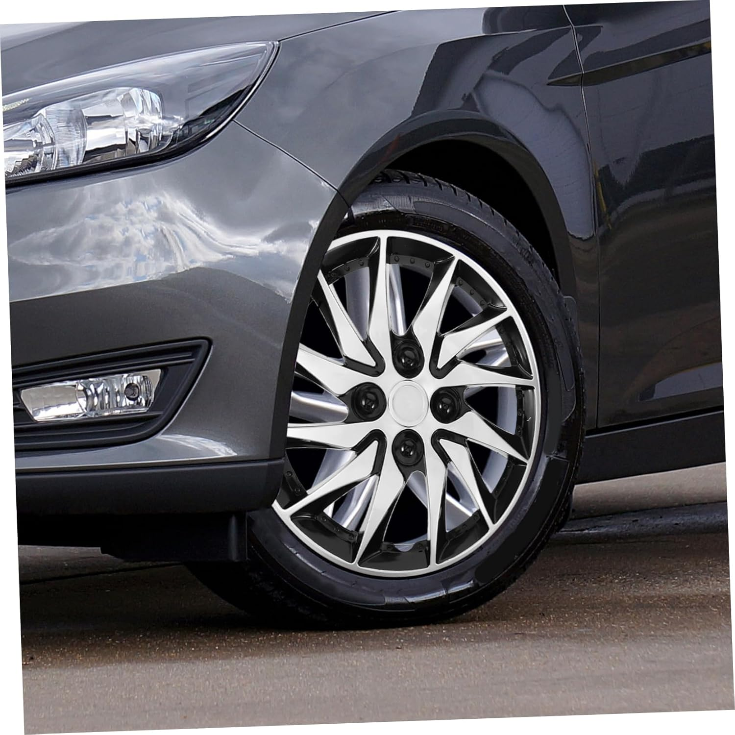 ZUNOXAZ Car Hubcap Decorative Wheel Hub Caps for Automotive Rim Protector Silver Car Accessories Exterior image number 1