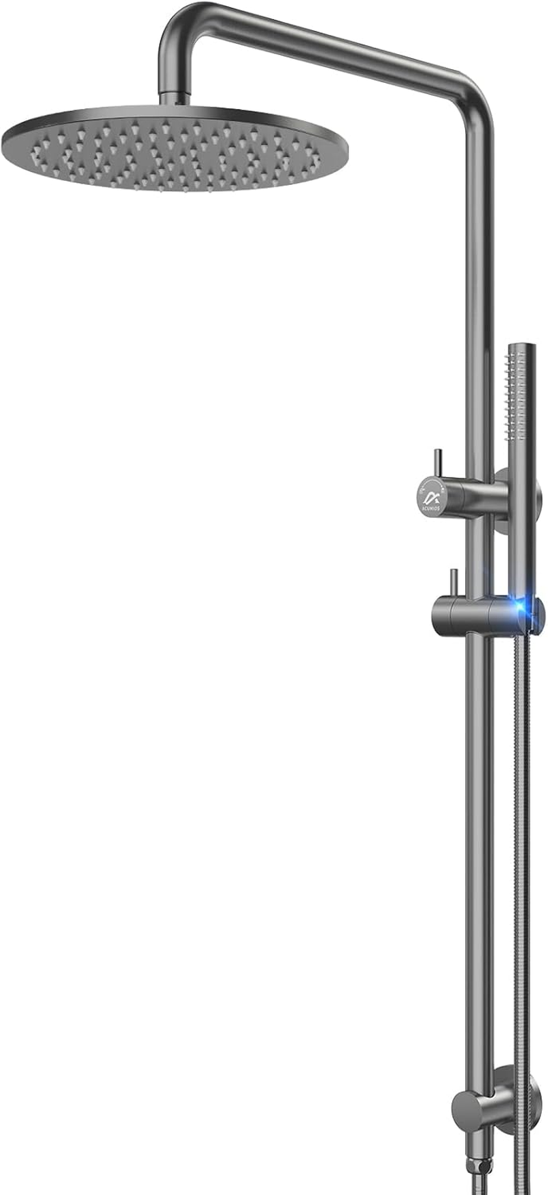 Acumios Luxury 10" Rain Shower Head System, Dual Rail Set with Stainless Steel Handheld, 255Mm/8Mm Square Overhead Brass Shower for Modern Bathrooms(Brushedgold)