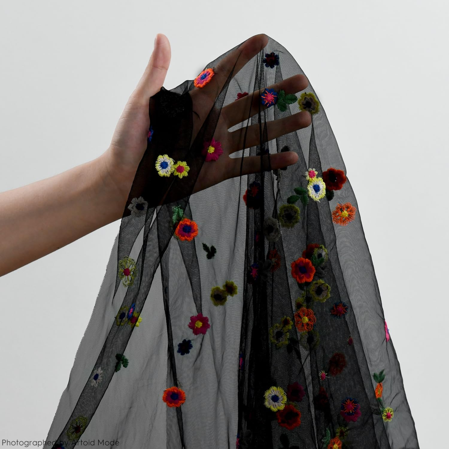 Artoid Mode Black Embroidery Daisy Gauze Table Runner 120 Inch 10FT, Seasonal Sheer Kitchen Dining Holiday Wedding Birthday Table Decor for Home Party image number 3