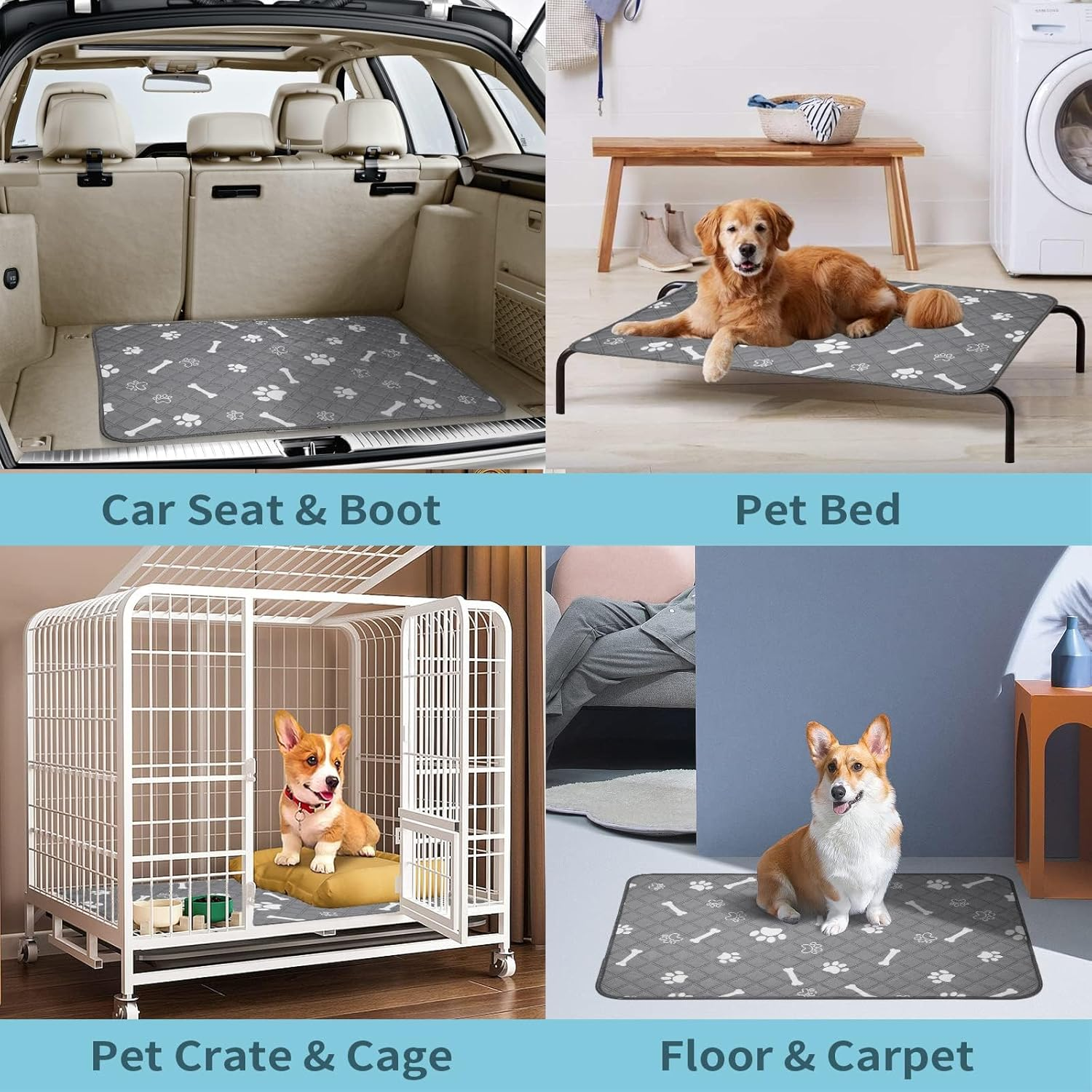 BLAZDEVE Washable Reusable Puppy Pads, Eco Puppy Training Pads, Super Absorbent Leak-Proof Incontinence Pet Pee Pad with Anti-Slip Bottom for Indoor, Cat Dog Pee Pads for Home, Car, Travel image number 2