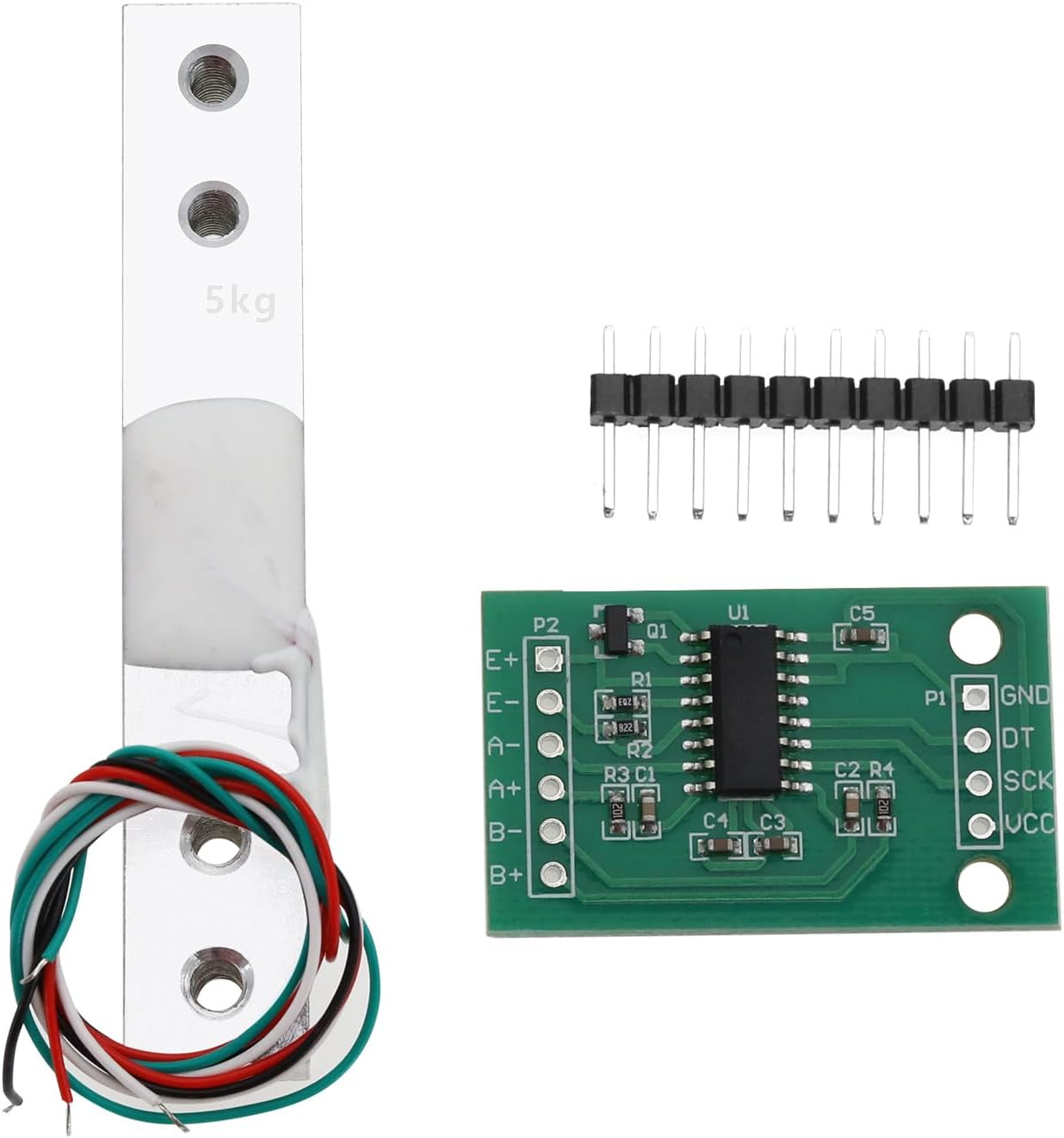 Portable Kitchen Scale Digital Weight Sensor Amplifier HX711 ADC Small Range Module Pressure Weighing Sensor Combo Kit Load Cell 5Kg