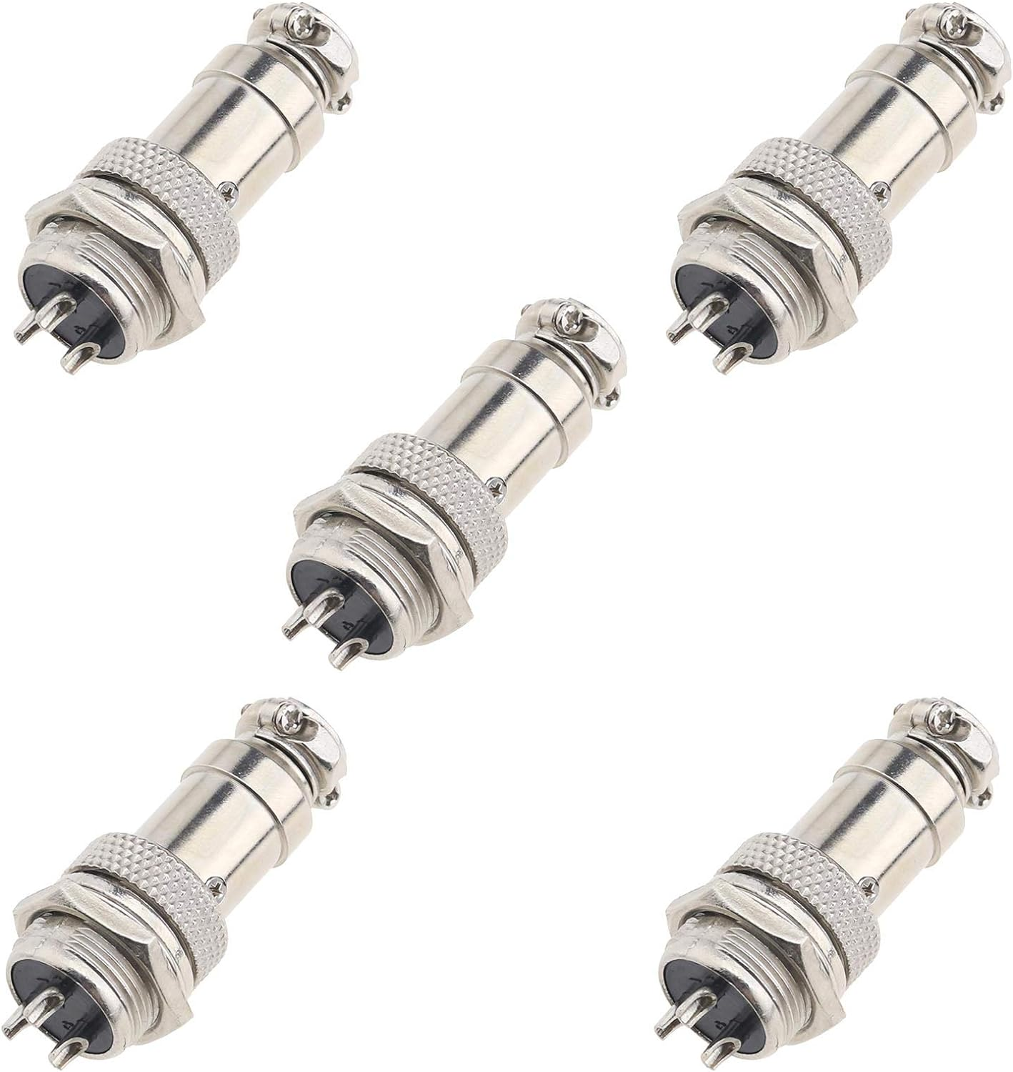Emsea 5X GX16 Aviation Plug Connector Set, Metal Male Female Wire Screw Type Cable Panel Connector-16Mm Thread (3 Pin)