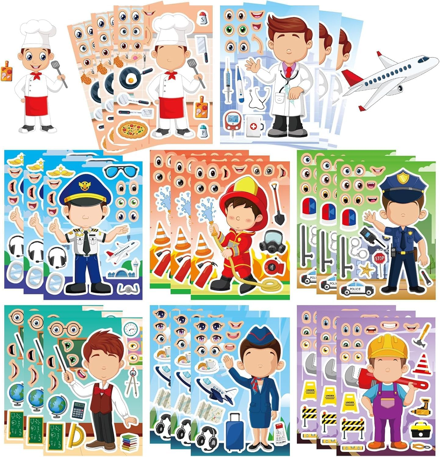 Princess Stickers for Kids, 24 Sheets Make Your Own Princess Stickers, Princess Make a Face Stickers, Classroom Rewards, Art Craft Party Supplies