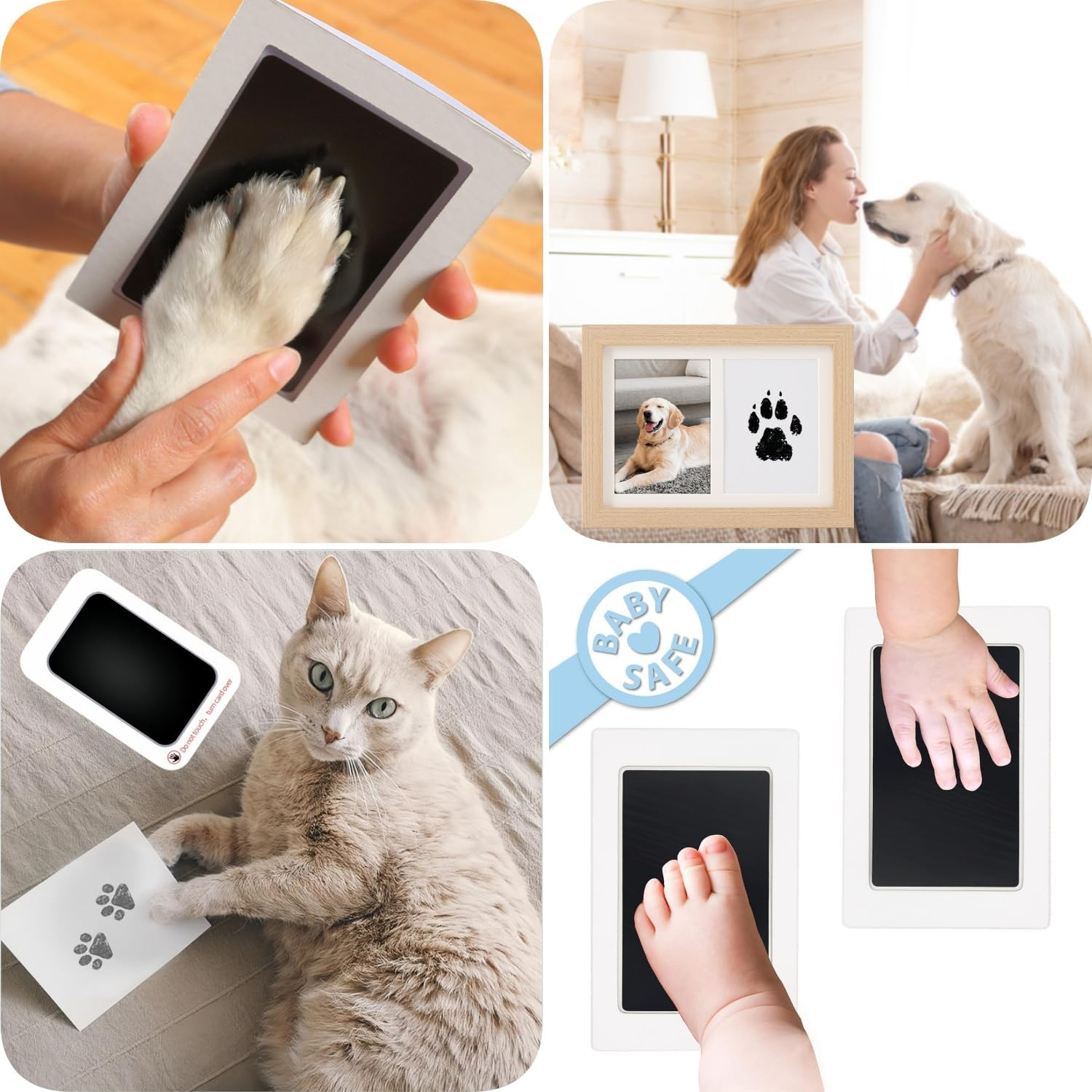 Baby Imprint Set, 2 Pieces Baby Handprint and Footprint, Clean Touch Ink Pad, for Handprint Footprint & Paw Print Iink 2 Ink Pads & 4 Imprint Cards, Birth image number 4