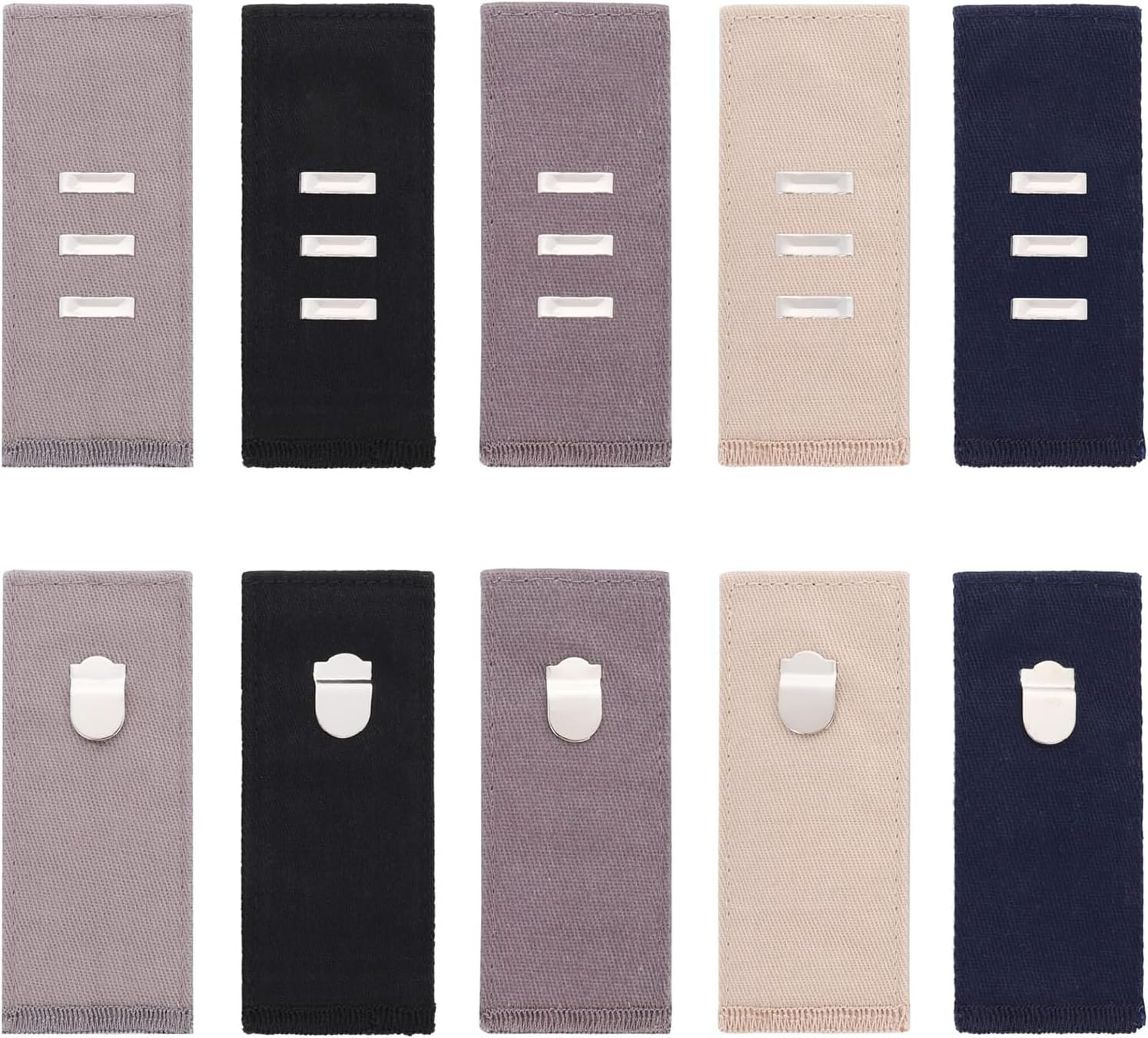 MAEZOE 10PCS Pants Waist Extenders with Metal Hook, Button Extender for Pants, Elastic Waistband Button Extender for Women Men image number 5