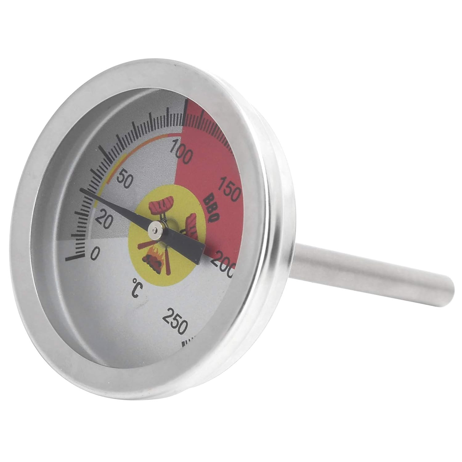 0‑250℃ Durable Grill Thermometer Stainless Steel Oven Pointer Thermometer Temperature