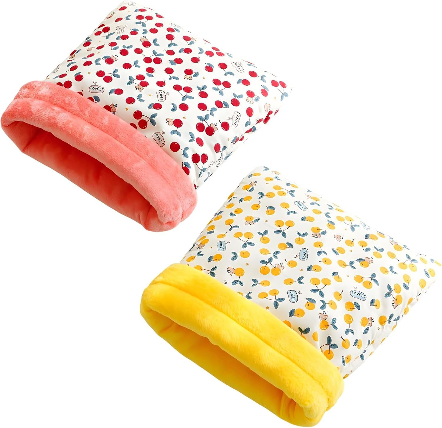 Jazrvr Pack of 2 Cosy Small Animal Houses in Yellow and Red, Guinea Pig Bed, Soft Pet Bed for Hamsters and Guinea Pigs image number 6