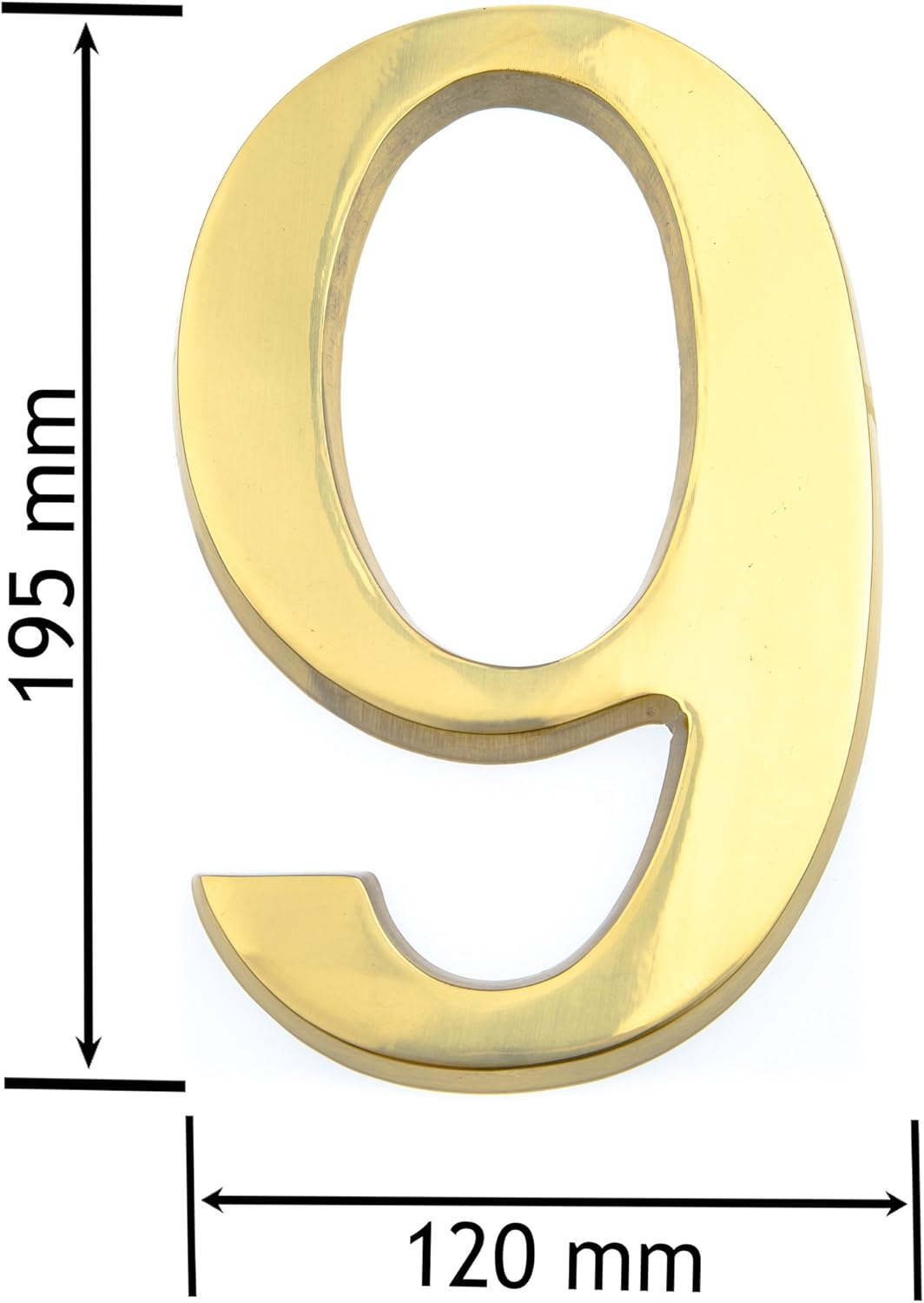 HUBER House Number 6/9 Brass 20 Cm I House Number for Home and Door I House Number XL I House Number Plaque in Elegant Brass 3D Design, Glossy image number 2