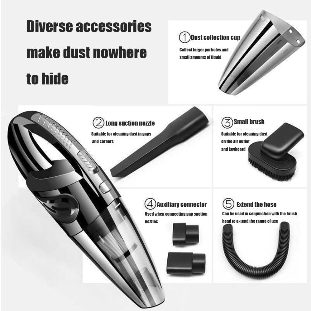 Cordless Car Vacuum Cleaner, 4500Pa Strong Suction Power, Suitable for Car, Pet Hair and Home Cleaning. （Black） image number 6