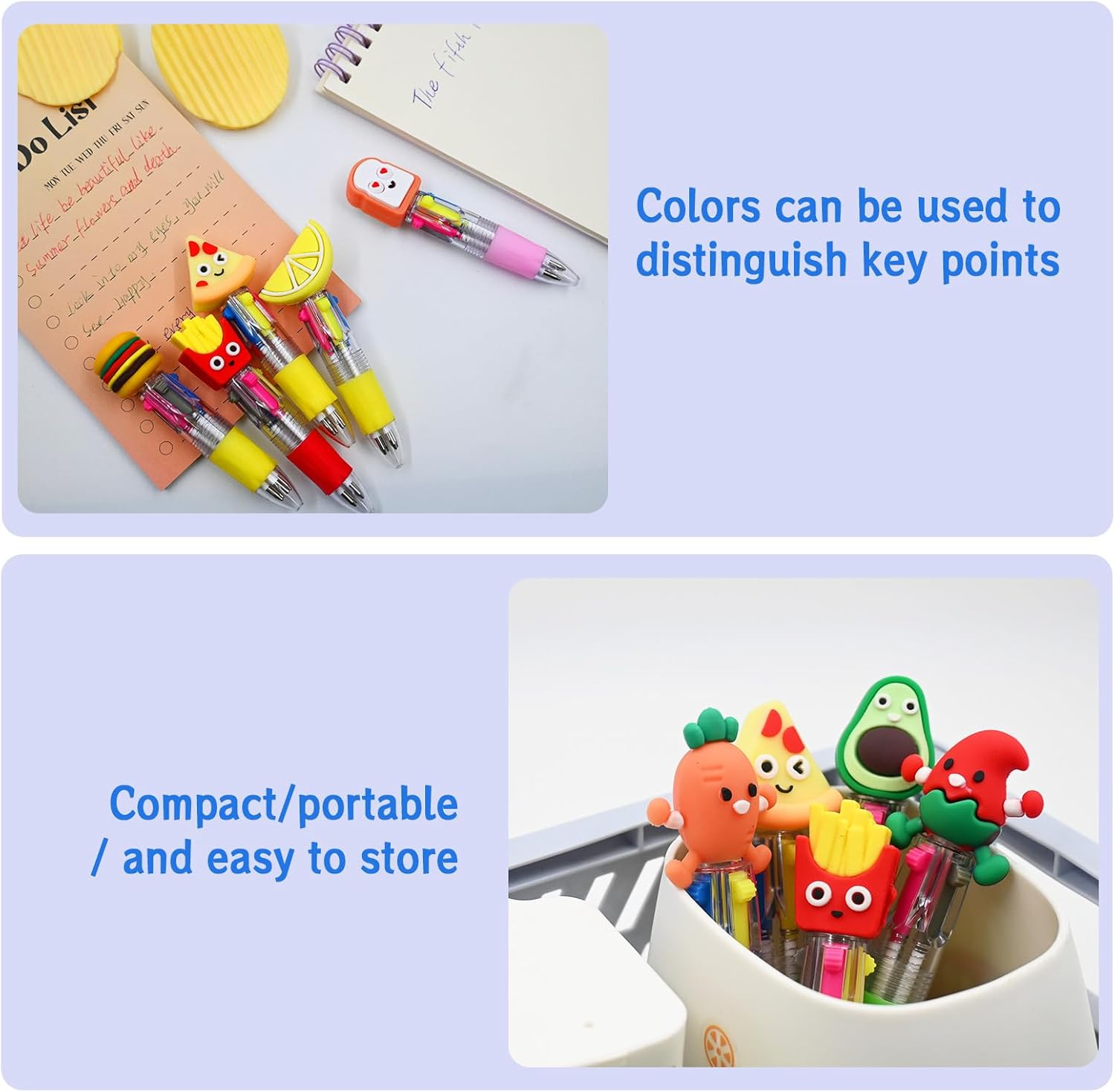 12 PCS Kids Multi-Coloured Ballpoint Pens, Cute 4-In-1 Retractable Gel Pens, Mini Cartoon Pen for Kids Students Teacher Classroom School Home Stationery, Fun Pens for Birthday Party Favor Gifts image number 5