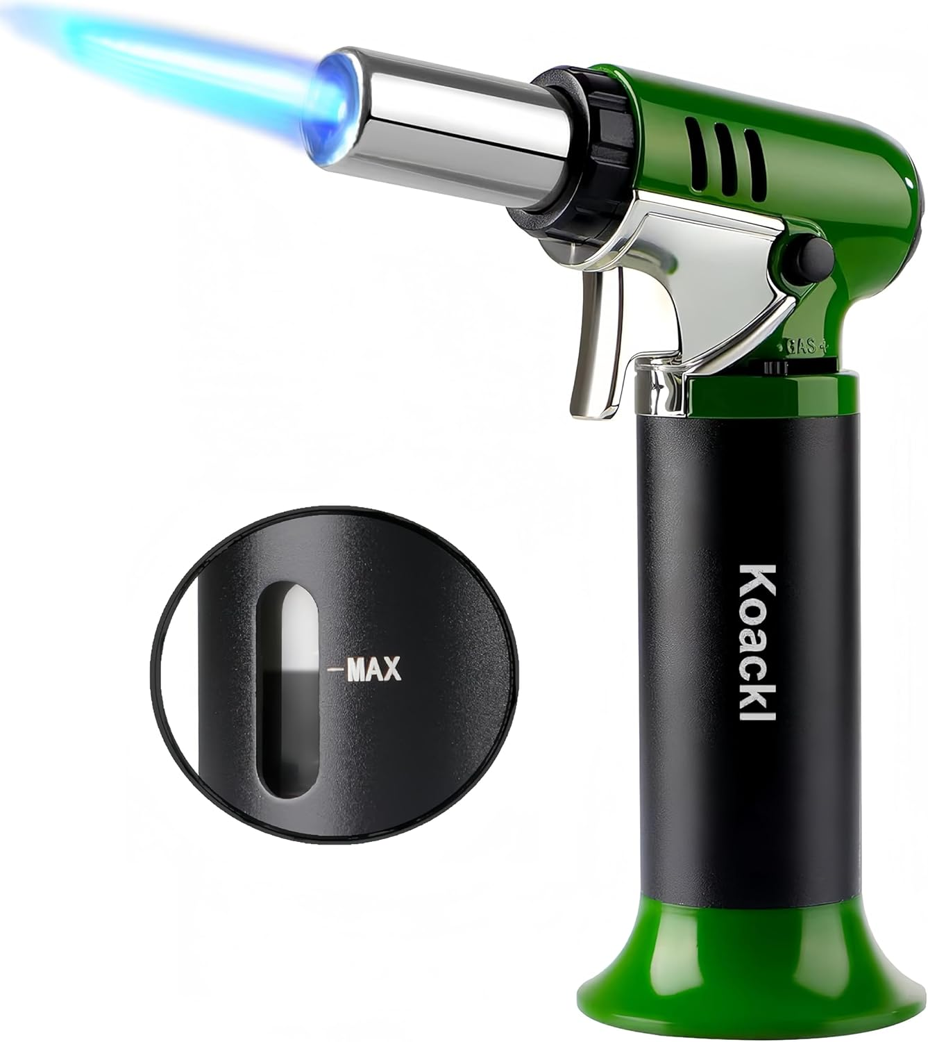 Koackl Refillable Blow Torches with Fuel Gauge -Butane Torch Lighter with Adjustable Flame for Welding, Resin Art, Kitchen Use - One-Handed Operation Gas Torch (Butane Gas Not Included) image number 6
