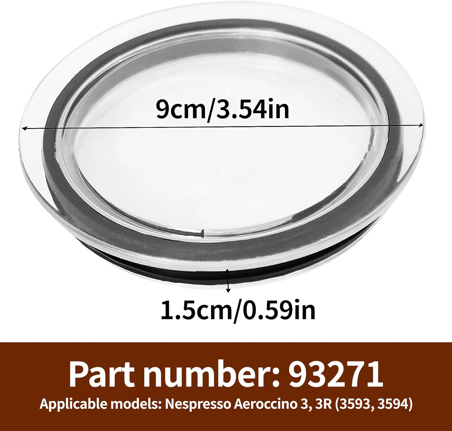 Milk Frother Replacement Parts for Nespresso Aeroccino 3 3R, Milk Frother Lid for Nespresso Parts 93271, Milk Frother Replacement for Nespresso Aeroccino 3593 3594 (Lid) image number 1