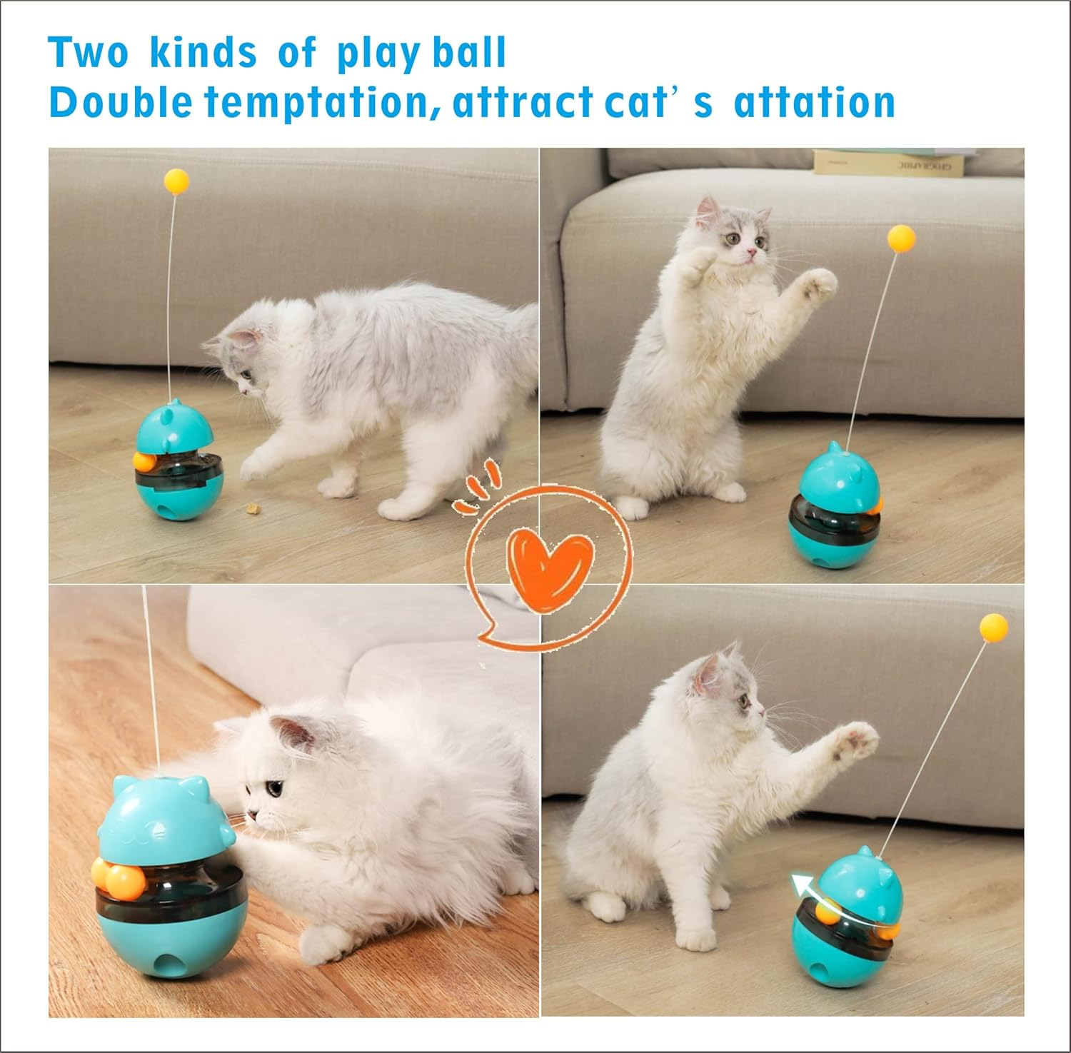 Cat Treat Dispenser Tumbler Interactive Puzzle Feeder, Cat Snacks Temptations Ball Food Puzzle Toy image number 3