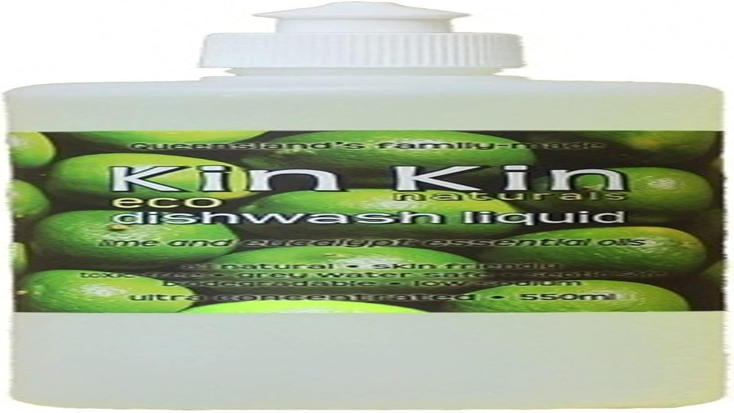 Kin Kin Naturals Lime and Eucalypt Essential Oil Dishwash Liquid 550 Ml, 550 Milliliters