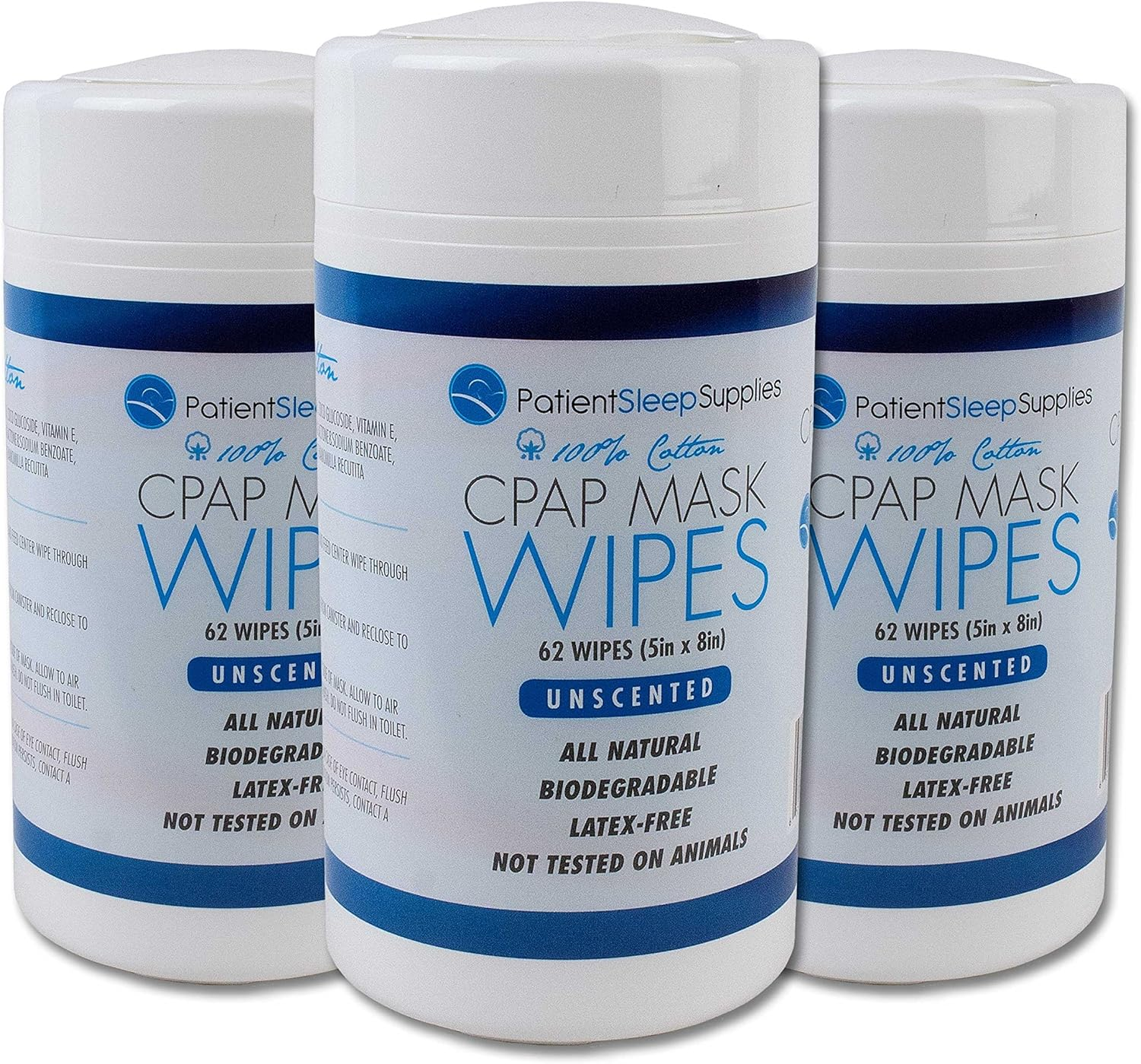 CPAP Mask Wipes - 3 Packs of 62 Wipes image number 1
