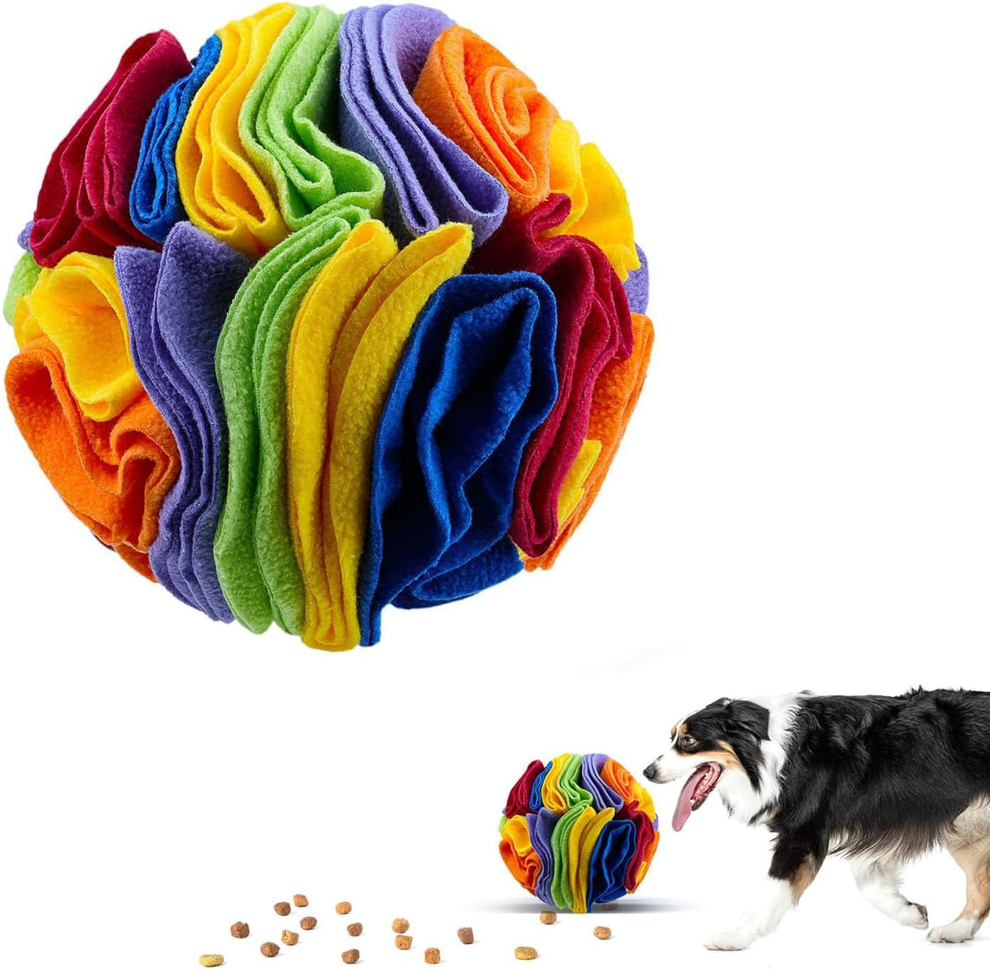 &zwnj;Snuffle Ball Dog Toy, Mental Stimulation & Anxiety Relief Washable Cloth Sniffle Ball for Small Medium Large Breed Dogs (Colorful) image number 1