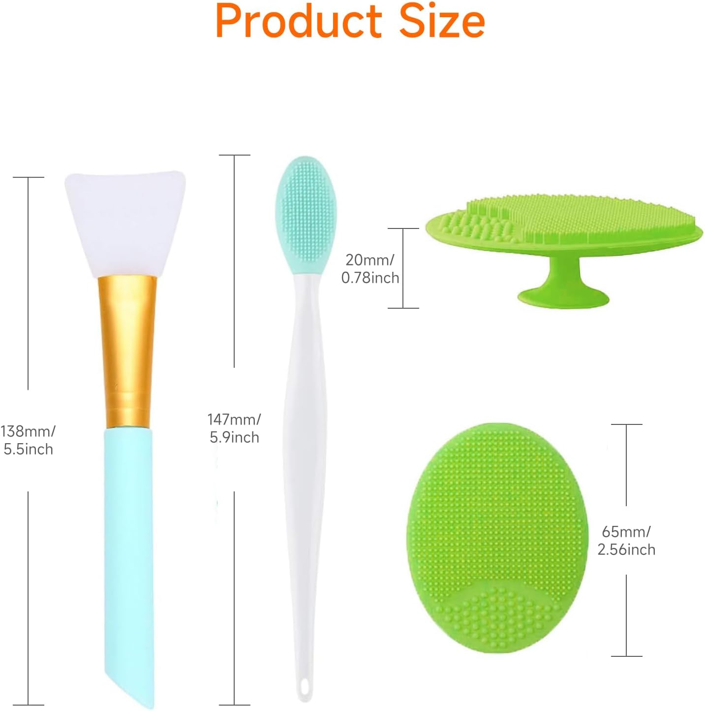 LMXMGRG 6Pcs Silicone Face Scrubber Kit Facial Cleansing Brush Manual with Lip Exfoliator Brush Face Mask Brush for Skin Care image number 3