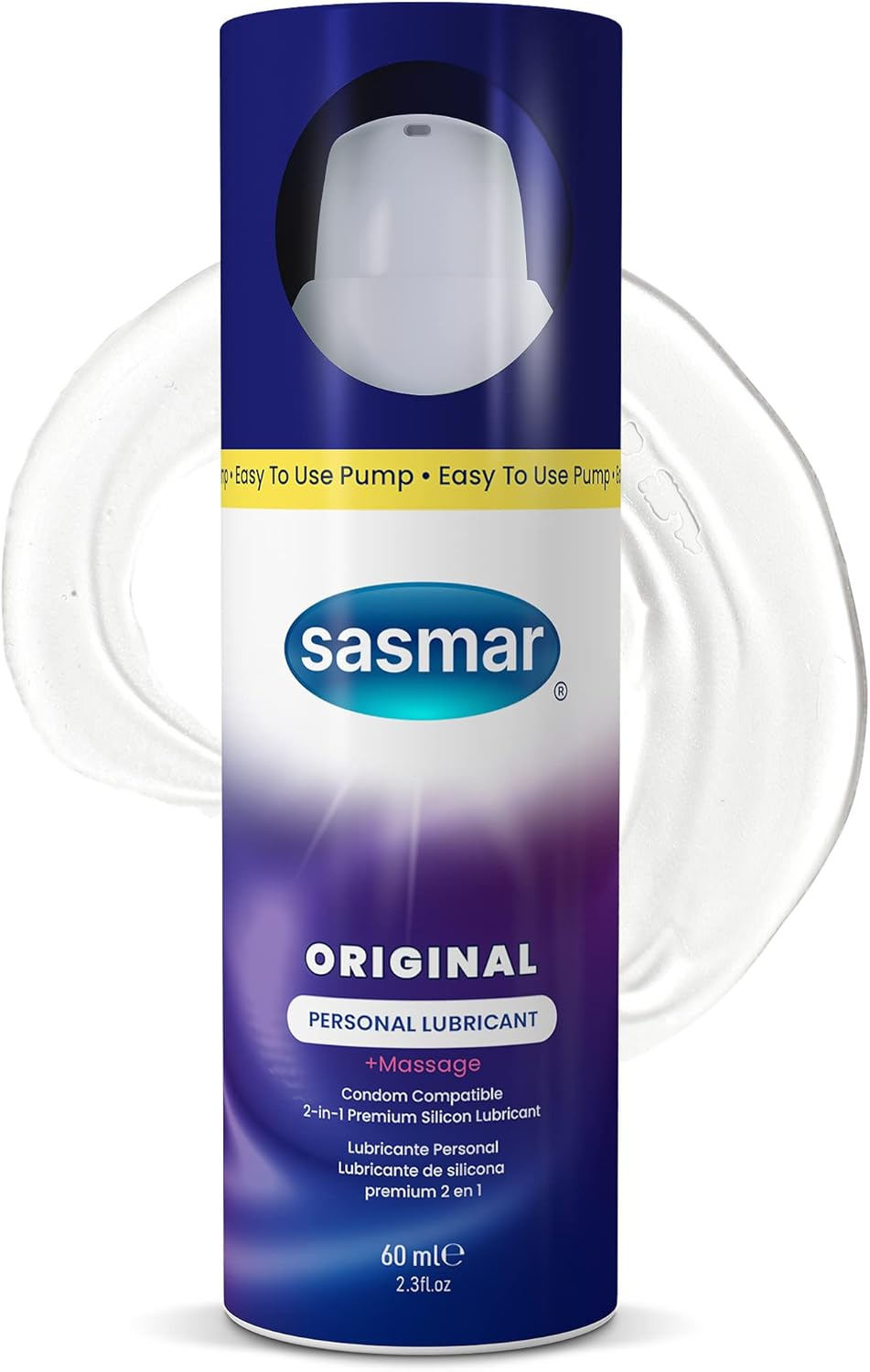 SASMAR Original Silicone Massage Gel and Personal Lubricant for Men, Women Long Lasting, Paraben Free, No Residue, Safe with Condoms & Toys 2.3 Ounce image number 5
