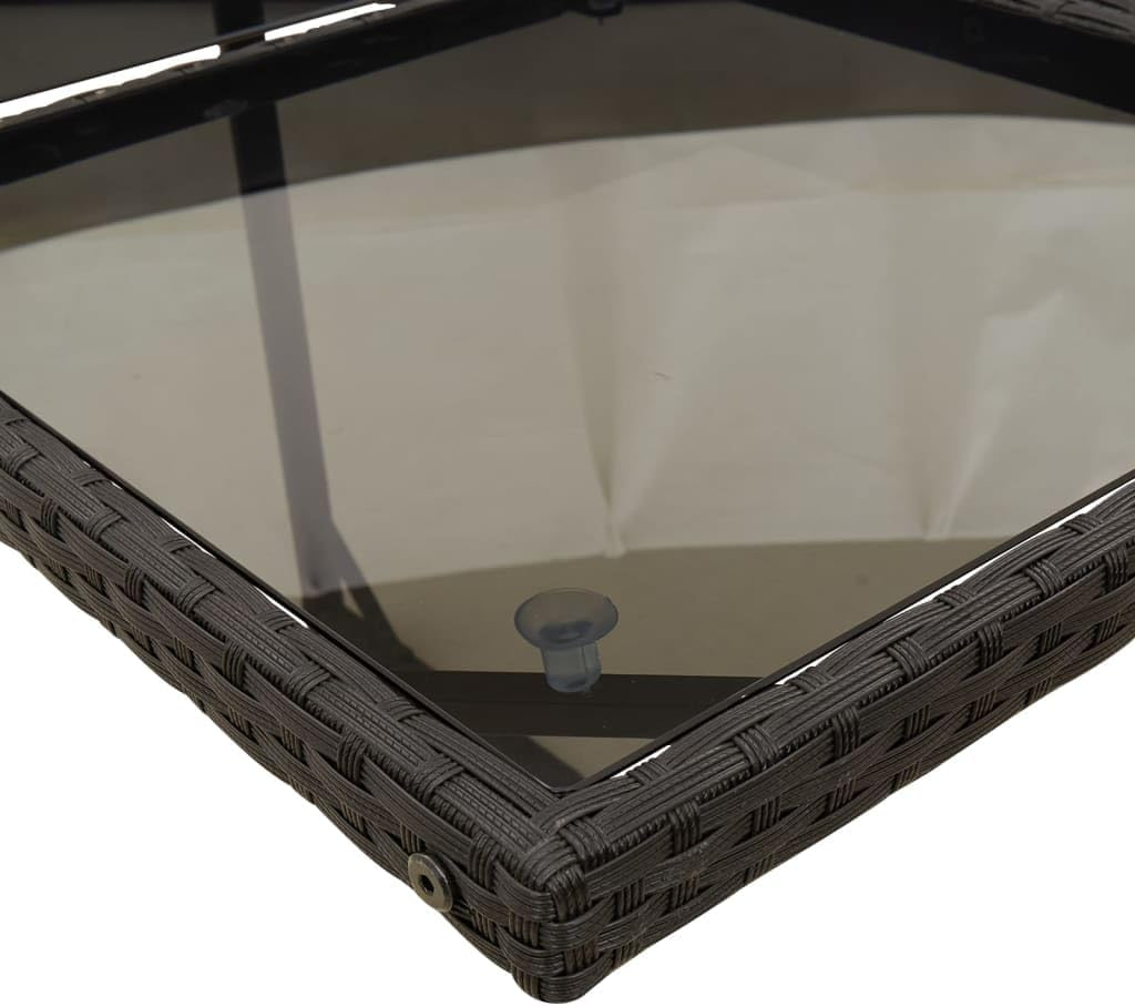 Vidaxl 7-Piece Outdoor Bistro Set, Poly Rattan and Tempered Glass Table - Black Garden Dining Furniture with Cushions, Foldable Chairs image number 5