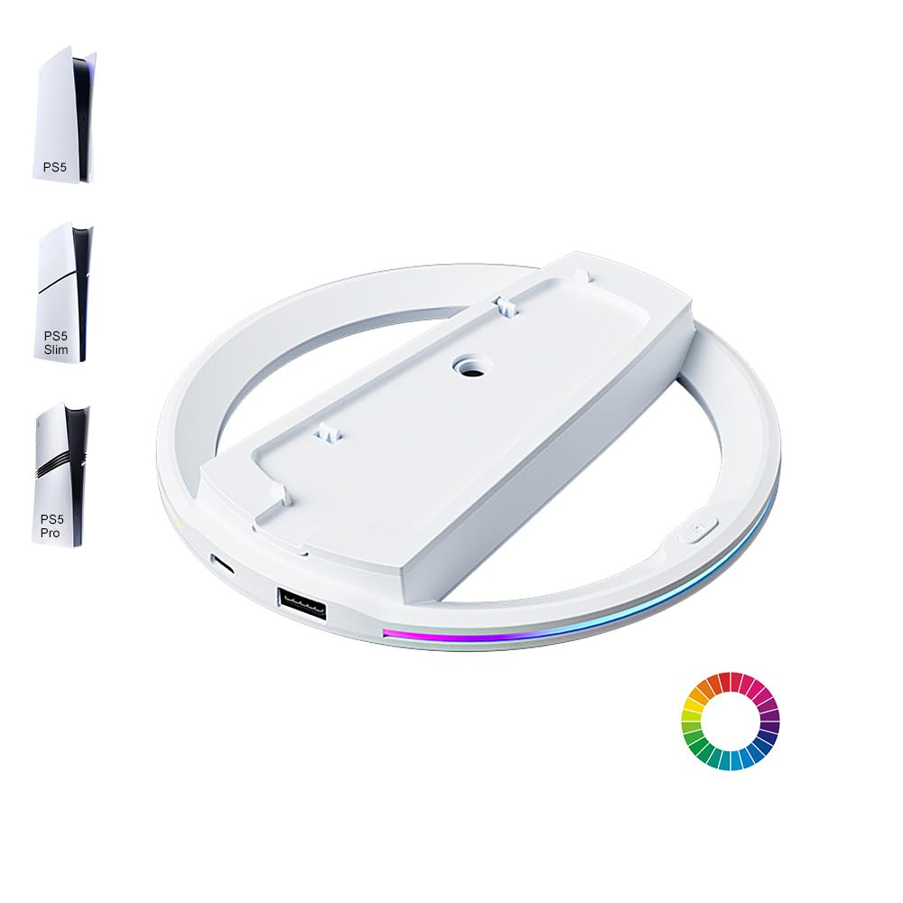 G-Story PS5 Cooling Fan,Ps5 Cooler System, Fan Speed Automactically Adjusted by Temperature(℃/℉), Low Noise, 3 Speed 1500/1750/2000RPM (140MM) with RGB LED (White)