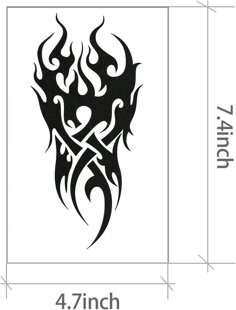 Temporary Tattoos Big Tribal Totem Tattoo Sticker for Men Women Black Large Body Art Makeup Fake Tattoo Waterproof Removable (Pattern5) image number 4