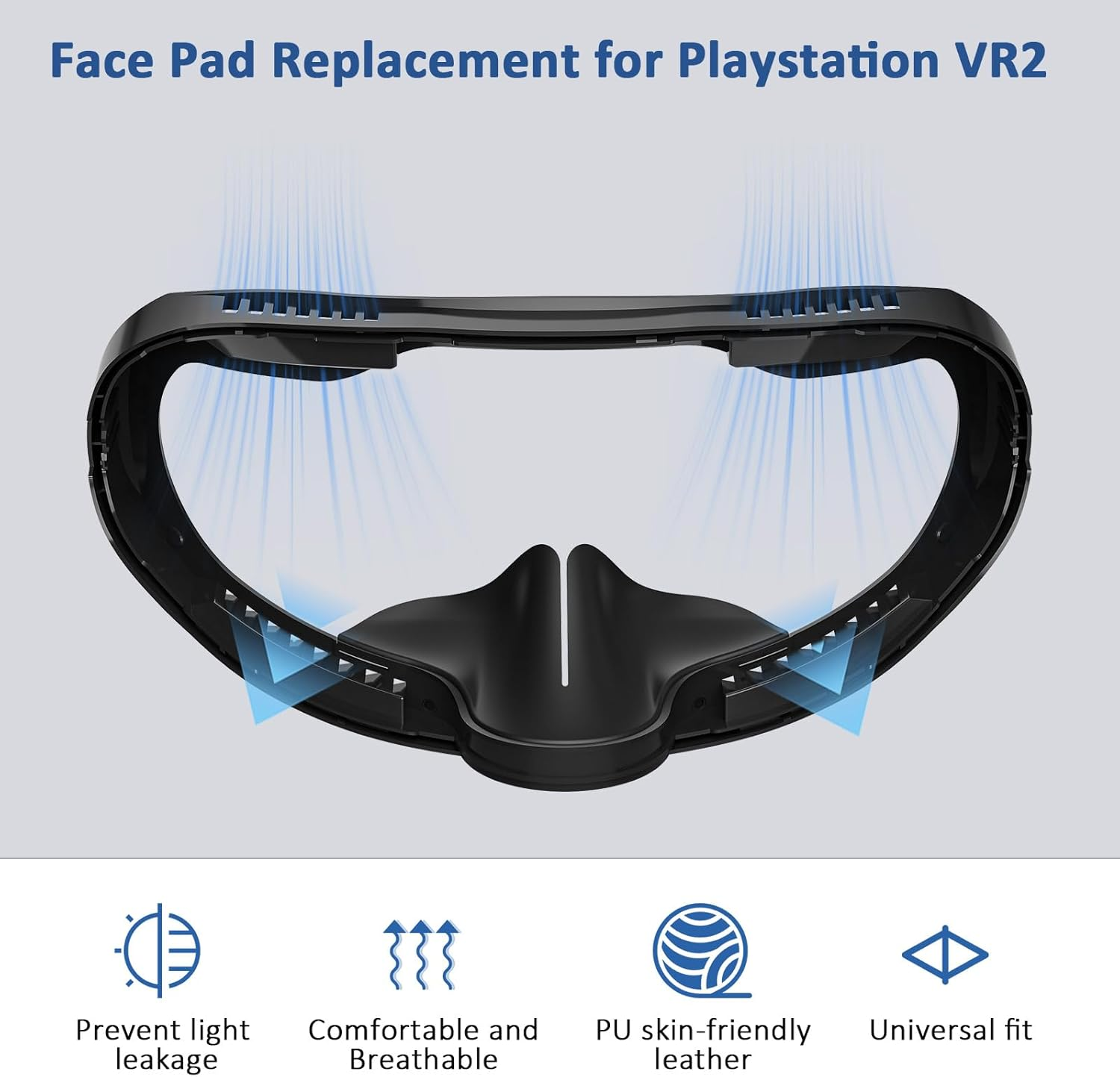 AODELAN VR Face Pad for PSVR2, Black, Compatible with PS5, Game Console, Operating System: Proprietary Platform (Sony), Fitness Facial Interface Leather Foam Cushion Pad & Replacement Accessory
